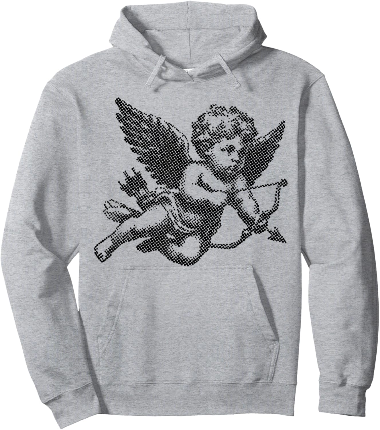 Vintage Cupid Cherub Black and White Hoodie - Hoodie | Ash