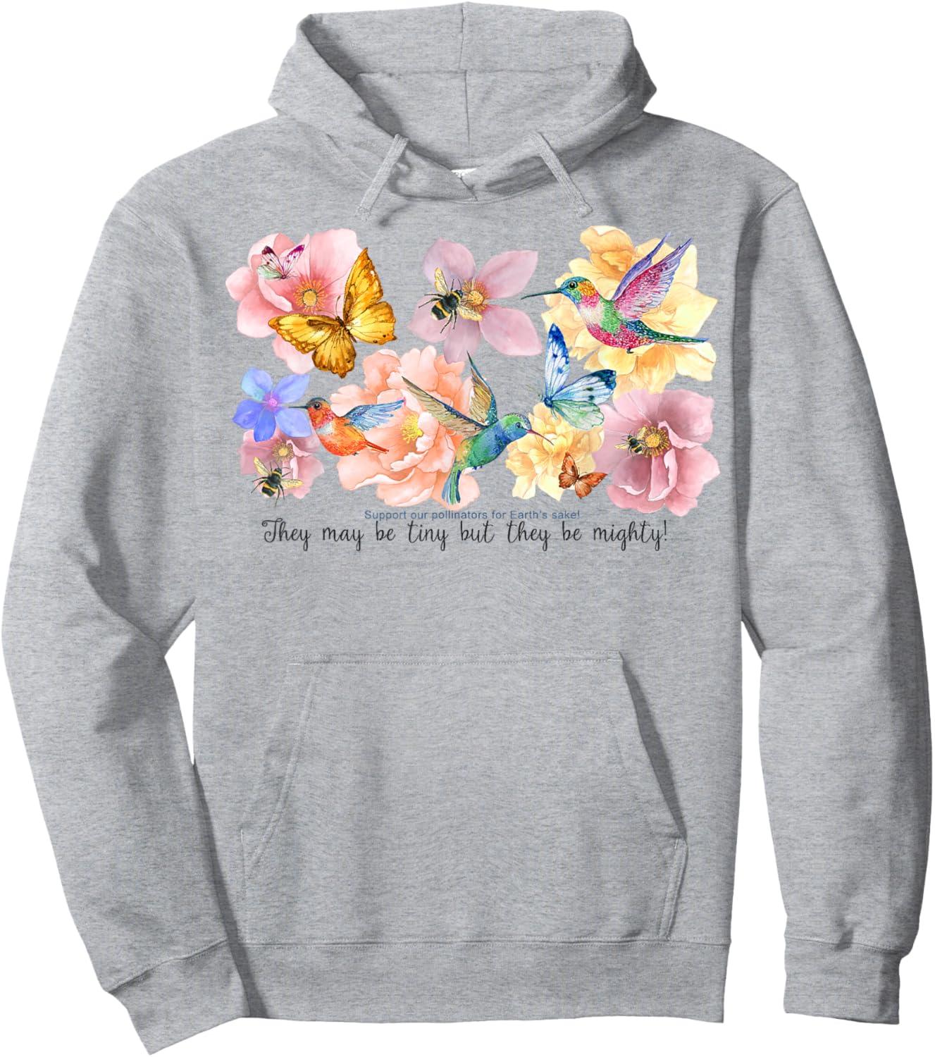Support Our Pollinators for Earth's Sake Hoodie - Hoodie | Ash