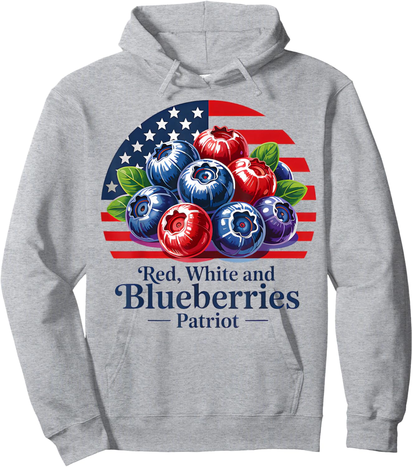 Red White and Blueberries Christian Patriotic Hoodie - Hoodie | Ash