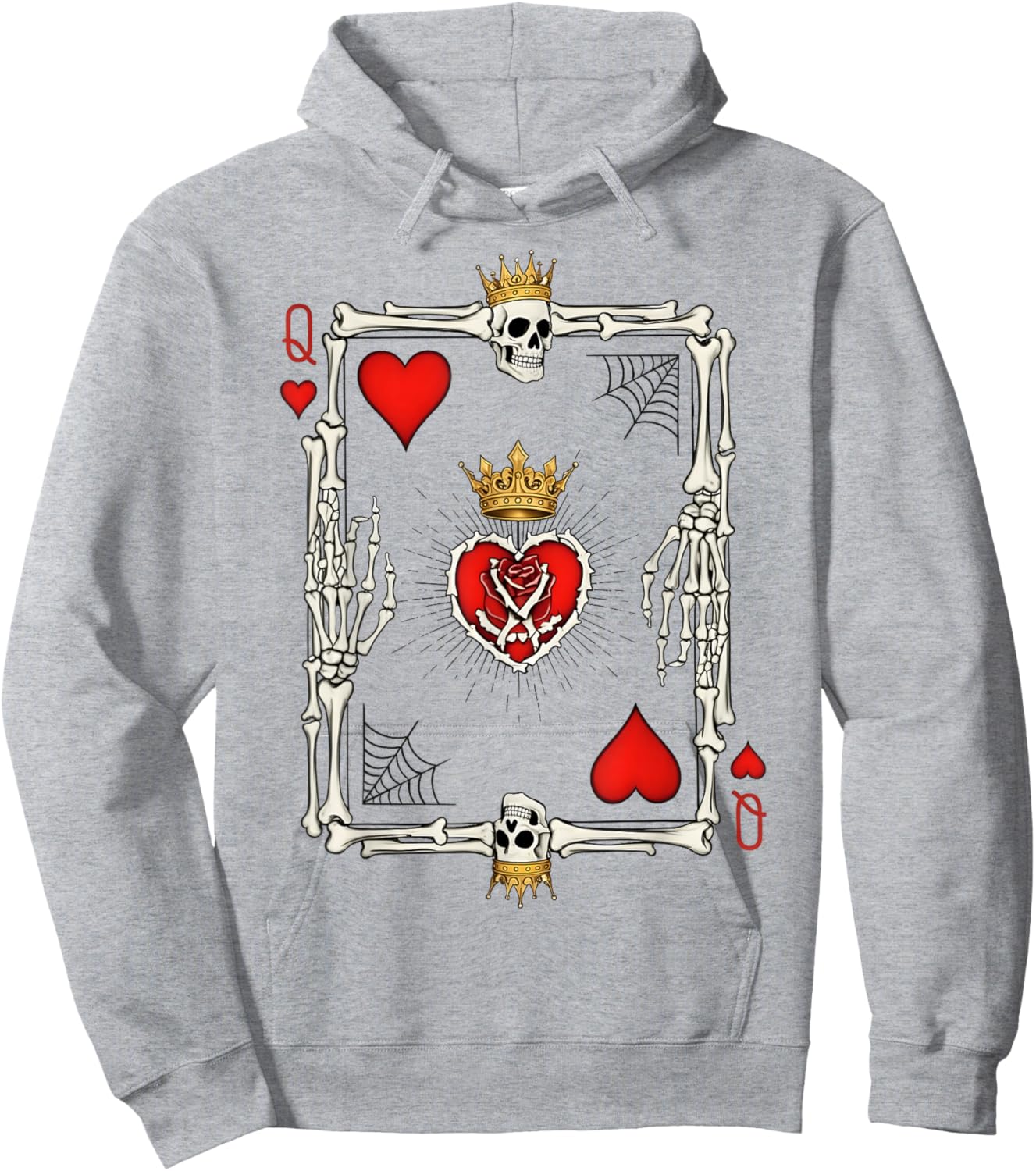 Valentine Halloween Queen of Hearts Card Costume Girl Women Hoodie - Hoodie | Ash
