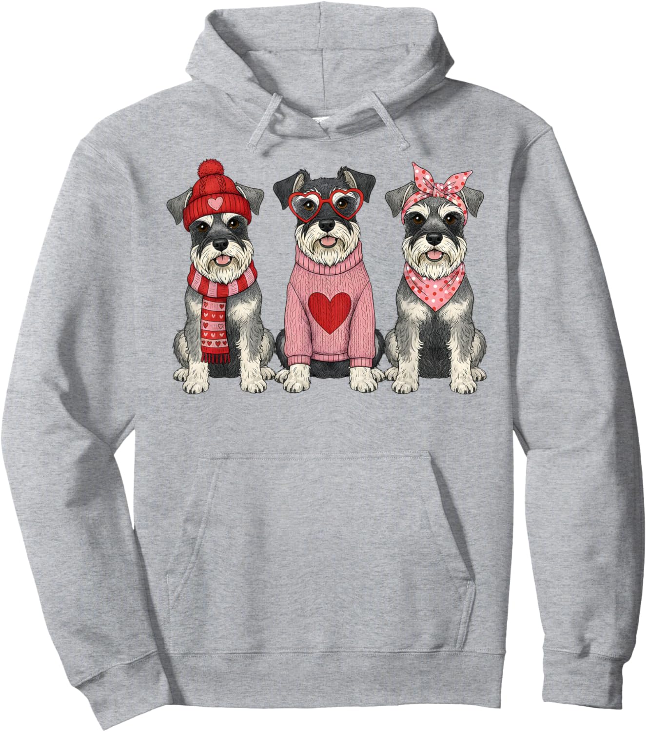 Cute Miniature Schnauzer Valentine Dog Hoodie - Hoodie | Ash