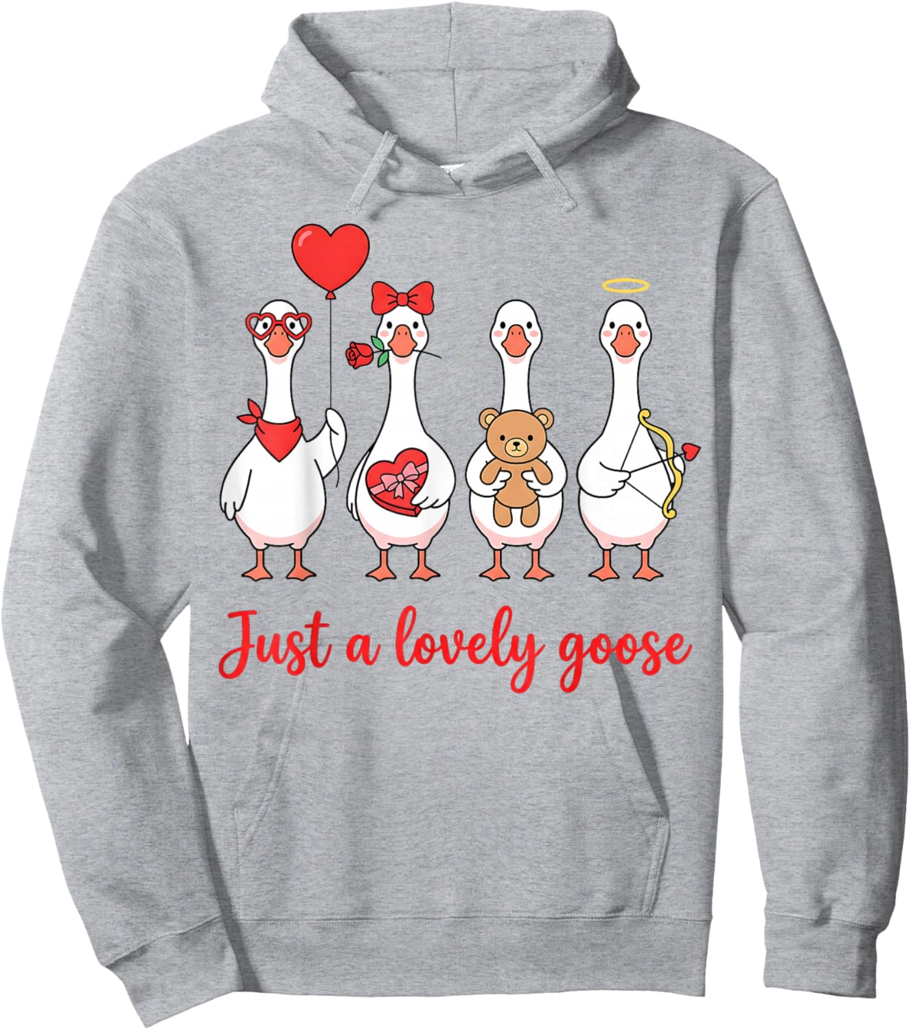 Humor Silly Goose Just A Lovely Goose Valentine's Day Couple Hoodie - Hoodie | Ash