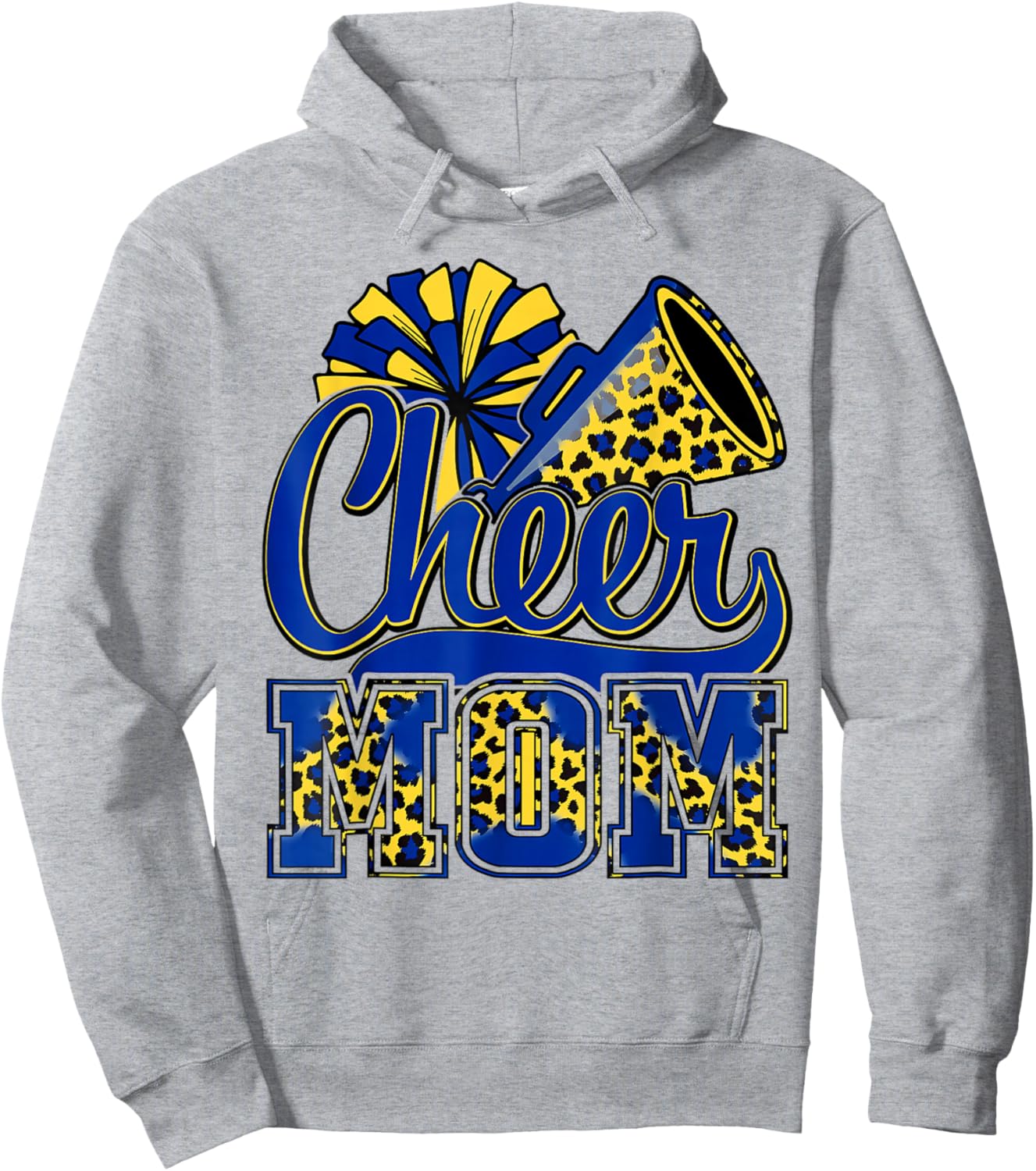 Cheer Mom Blue Gold Cheerleader Game Day Mama Football Hoodie - Hoodie | Ash