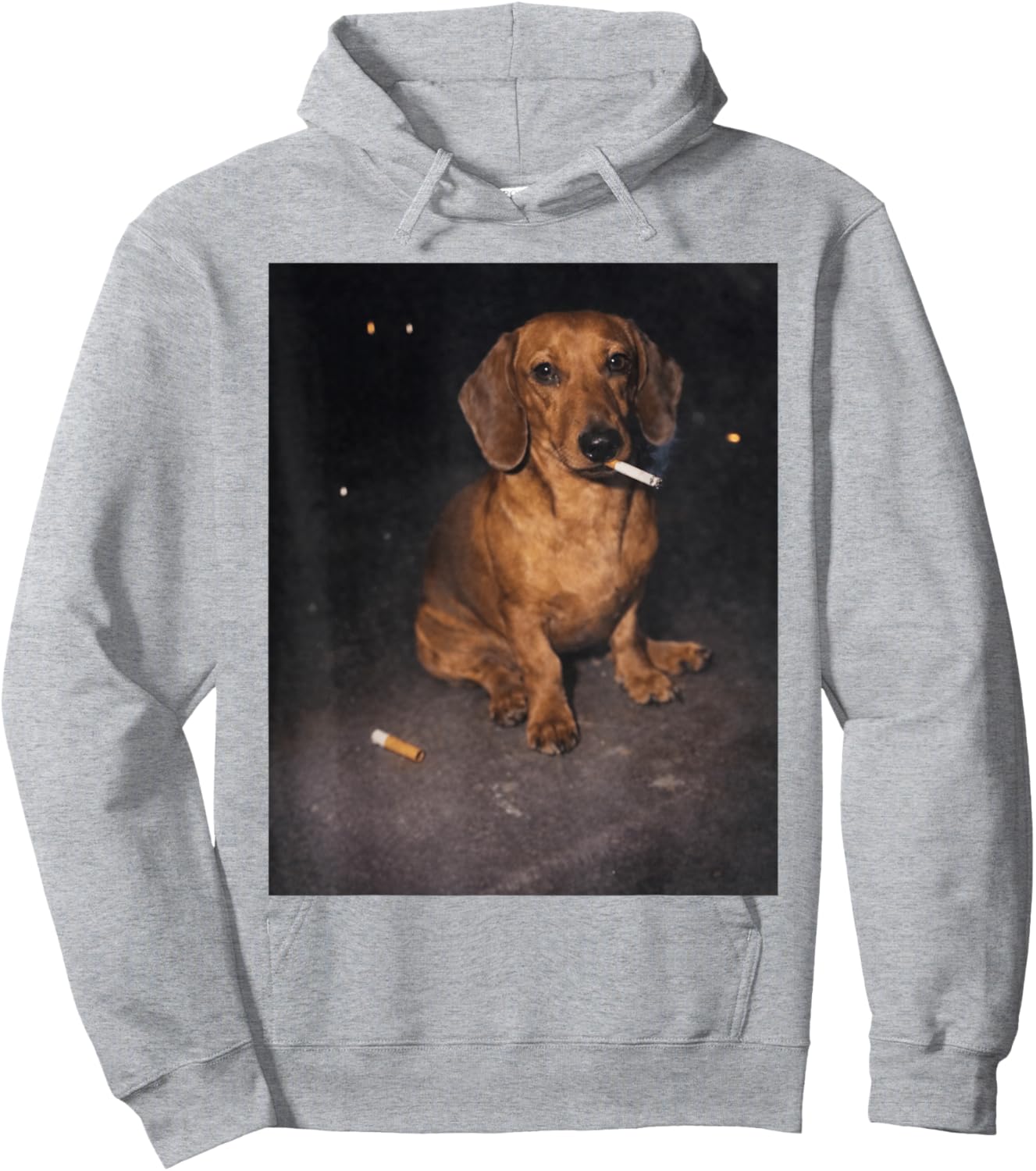 Funny Dachshund Smoking Meme Cigarette Dog Meme Street Style Hoodie - Hoodie | Ash