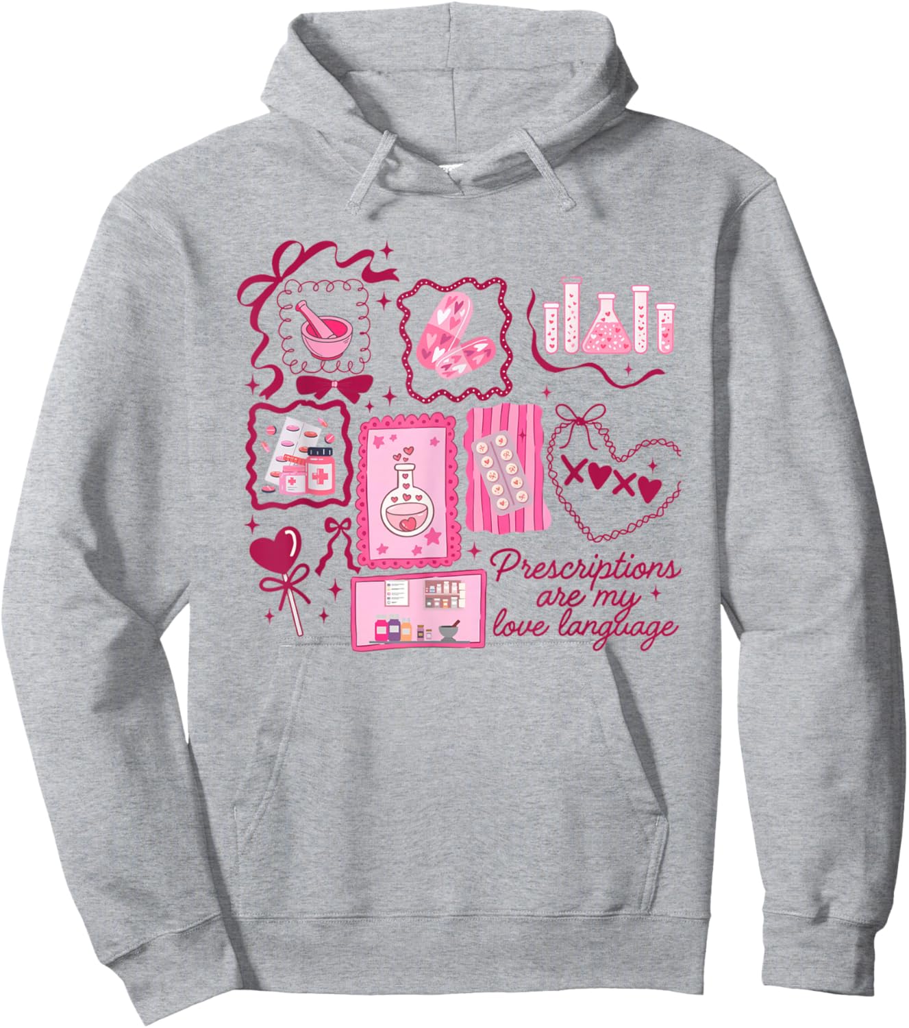 Women Pharmacy Tech Valentine Prescription Pharmacist Hoodie - Hoodie | Ash