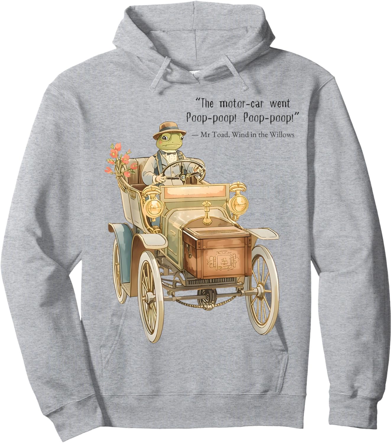 Wind in The Willows Mr Toad's Motor Car Illustration Vintage Hoodie - Hoodie | Ash