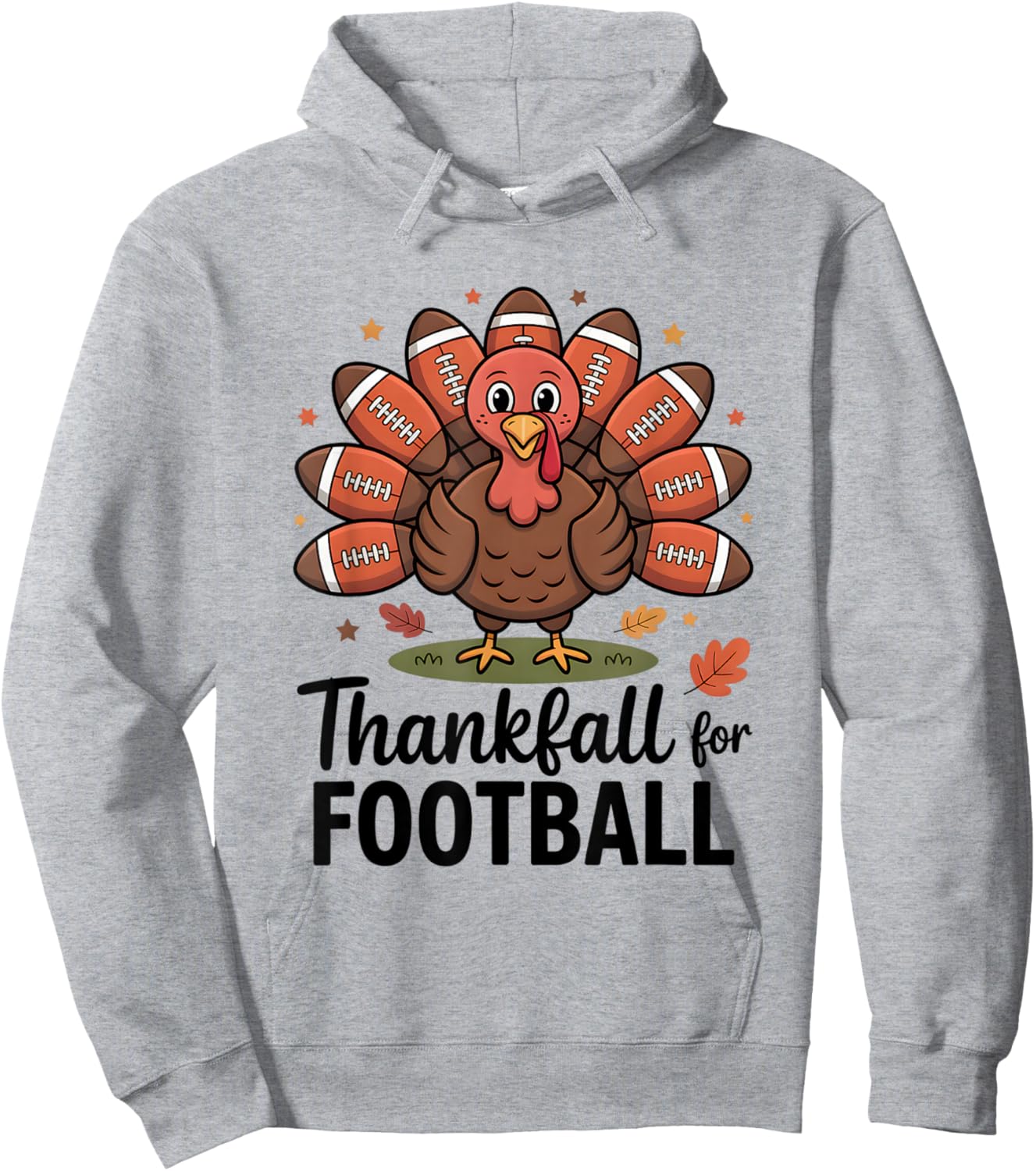 Thankful Football Turkey Thanksgiving Fall Boys Men Women Hoodie - Hoodie | Ash