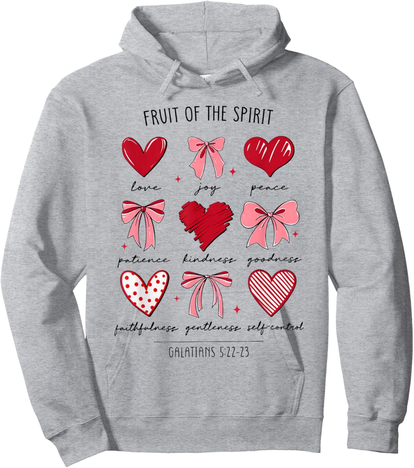 Fruit of The Spirit Christian Hearts Galatians 5:22-23 Hoodie - Hoodie | Ash