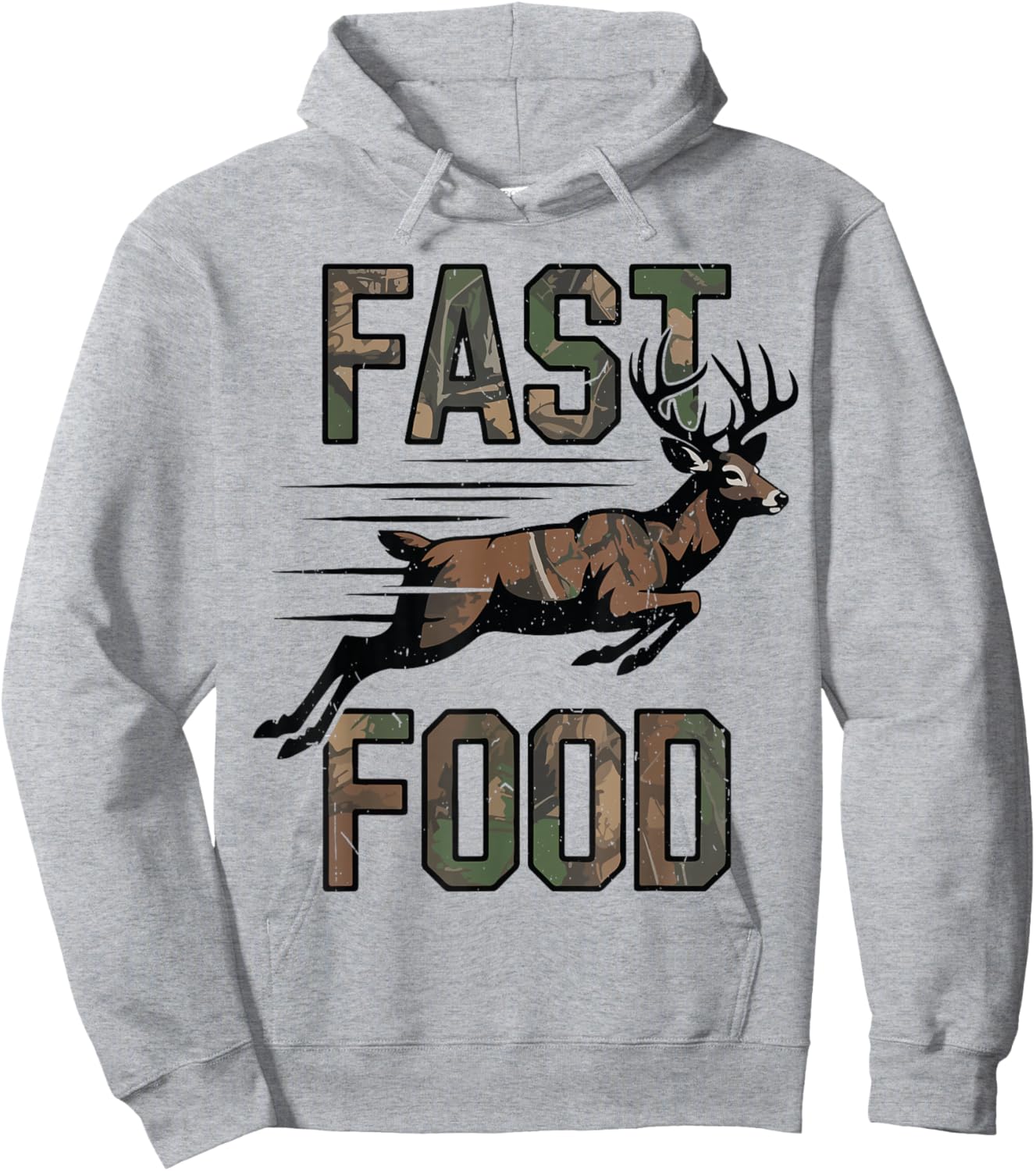 Camo Deer Hunting Youth Boys Fast Food Funny Hunting Humor Hoodie - Hoodie | Ash