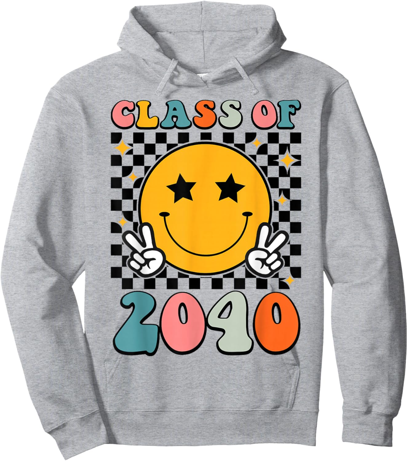 Retro Class of 2040 Grow with Me Graduation 2040 Senior 40 Hoodie - Hoodie | Ash