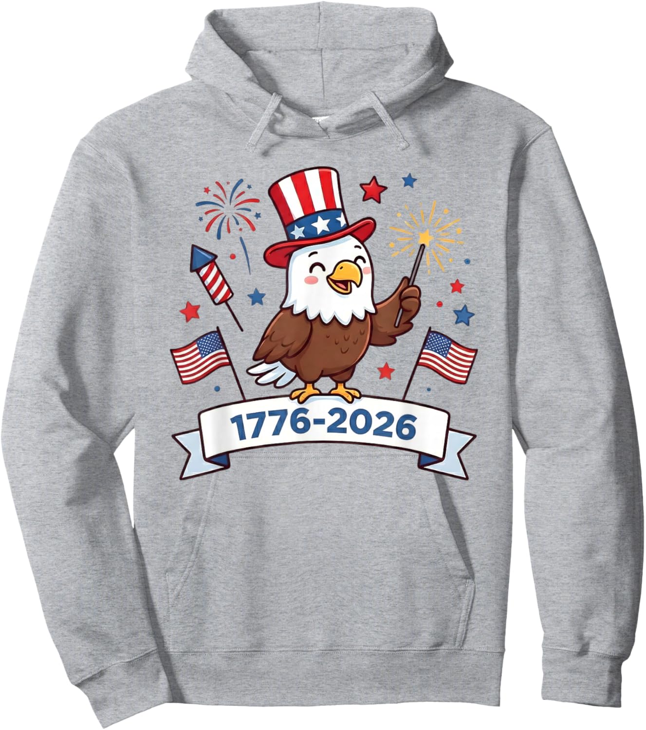 Eagle Fireworks 1776 2026 July 4th 250th Birthday Kids Hoodie - Hoodie | Ash