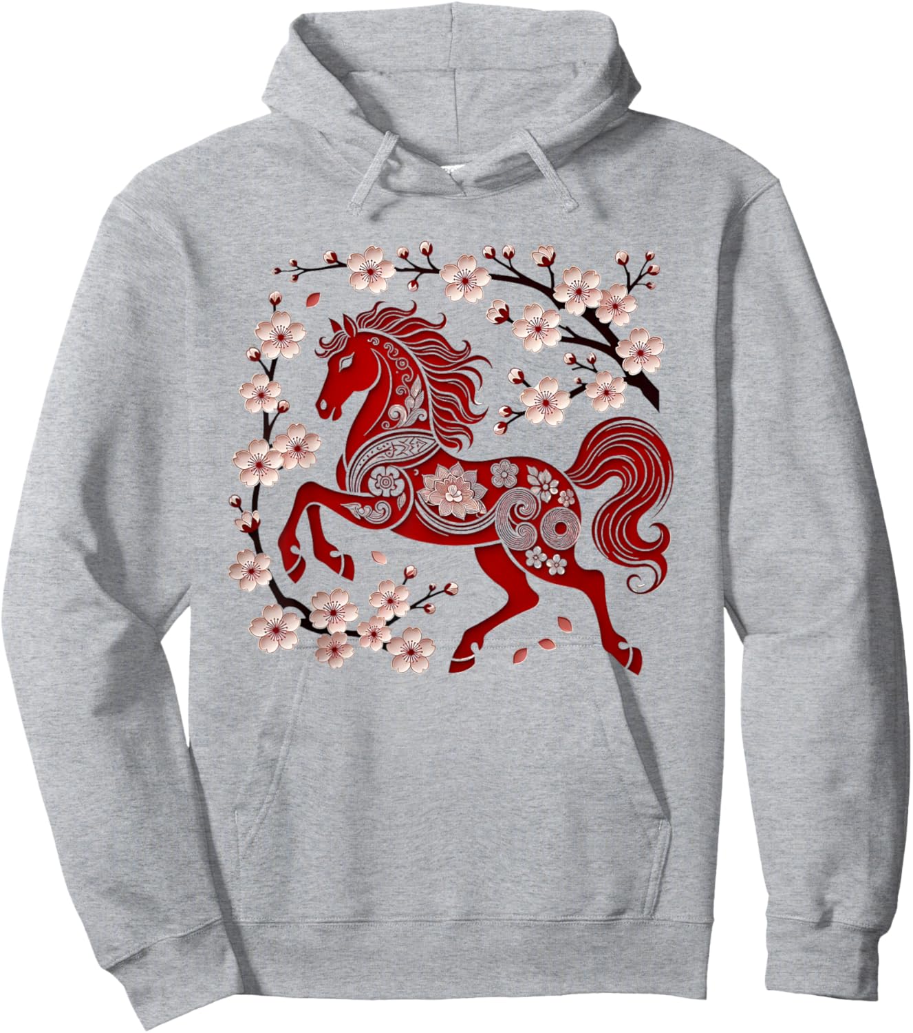 Years of The Horse Lunar Zodiac Happy Chinese New Year 2026 Hoodie - Hoodie | Ash
