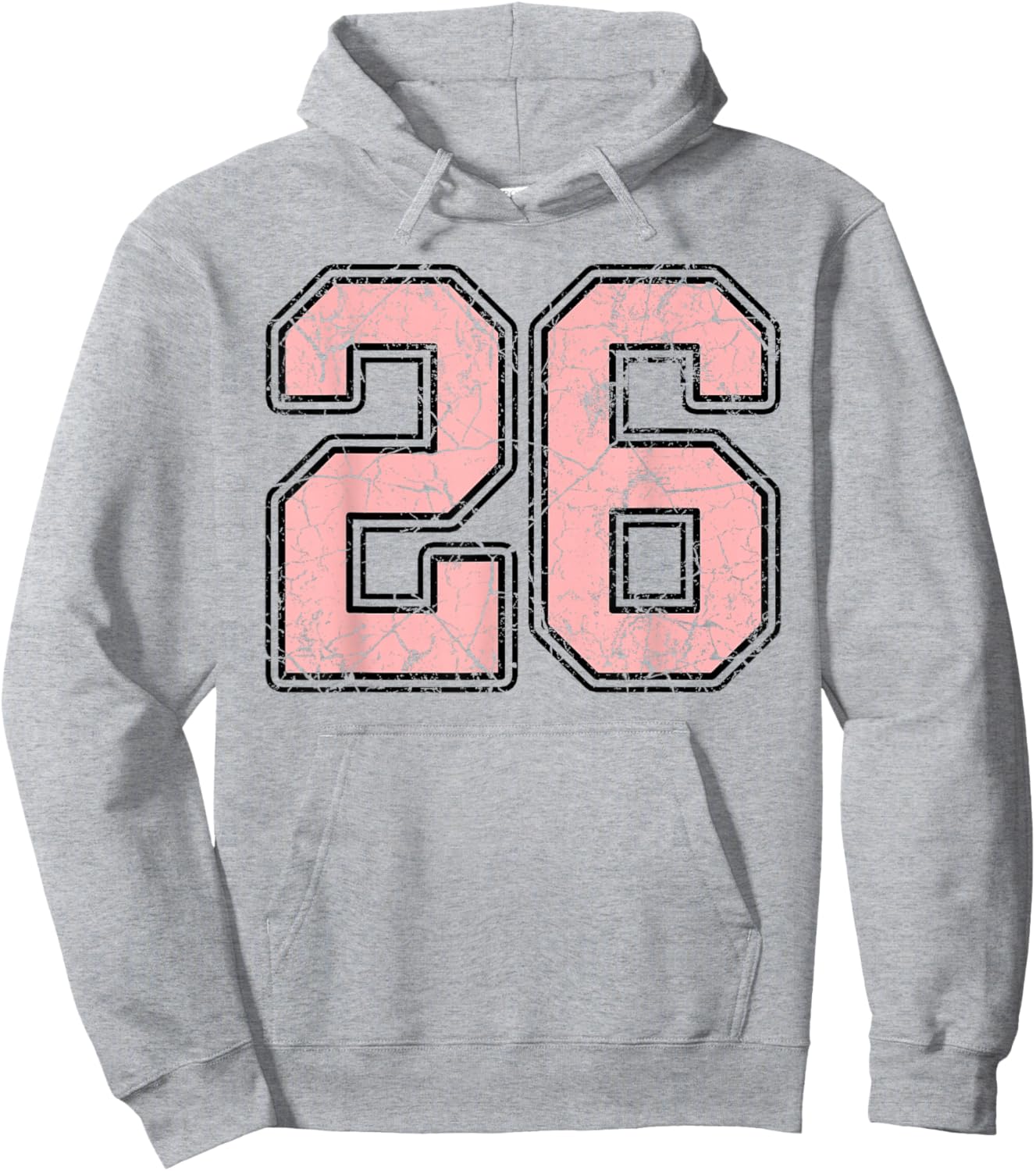 Pink and Black Number 26 Jersey Player Uniform #26 Fan Hoodie - Hoodie | Ash