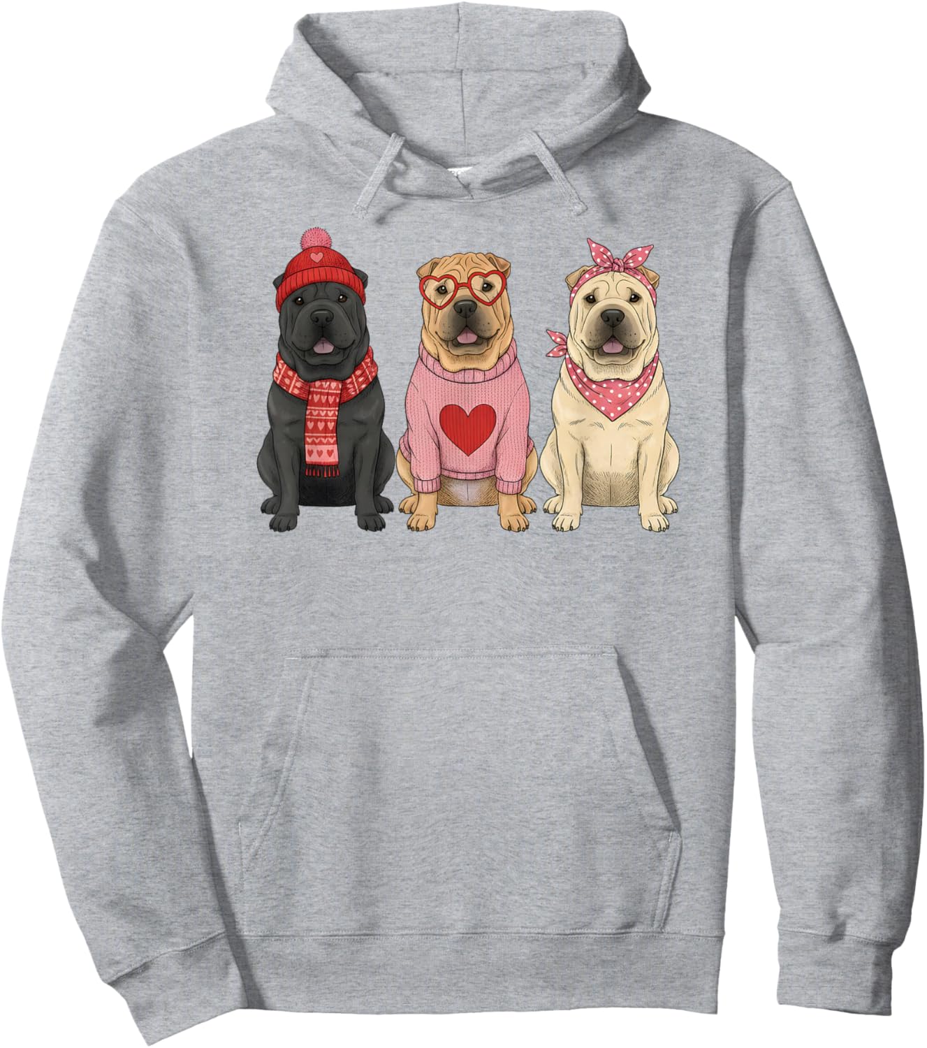 Cute Shar Pei Valentine Dog Hoodie - Hoodie | Ash