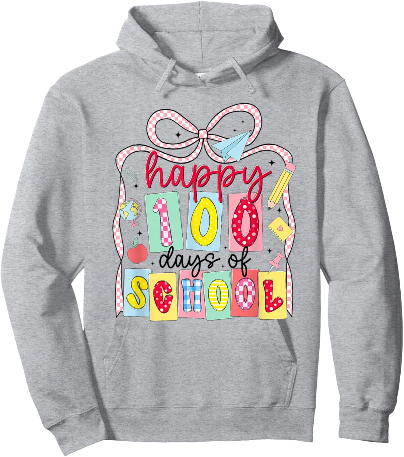 Happy 100 Days of School Coquette Bow Teacher Girl 100th Day Hoodie - Hoodie | Ash