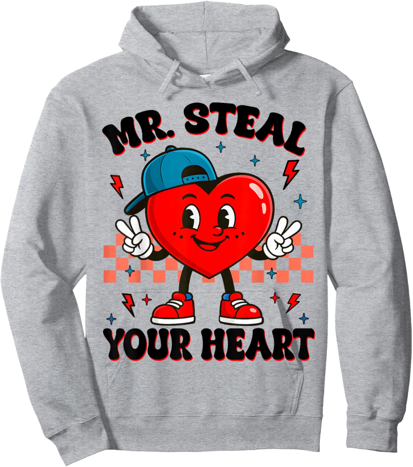 Valentine Vibe Hearts Peace Sign Funny Toddler Boy Kid Hoodie - Hoodie | Ash