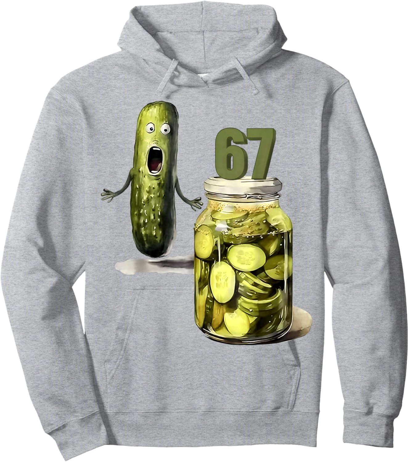 67 Meme Pickle Surprise A Jar of Sliced Pickles Cucumber 67 Hoodie - Hoodie | Ash