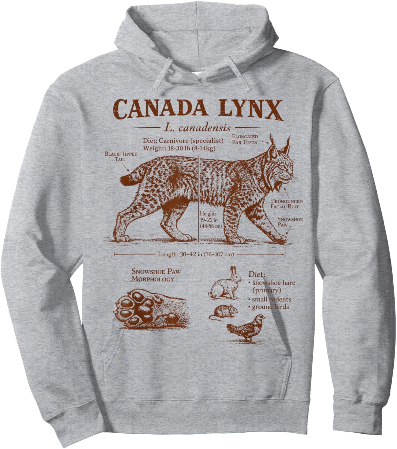 Canada Lynx Anatomy Wildlife Wild Animal Lover Zoologist Hoodie - Hoodie | Ash