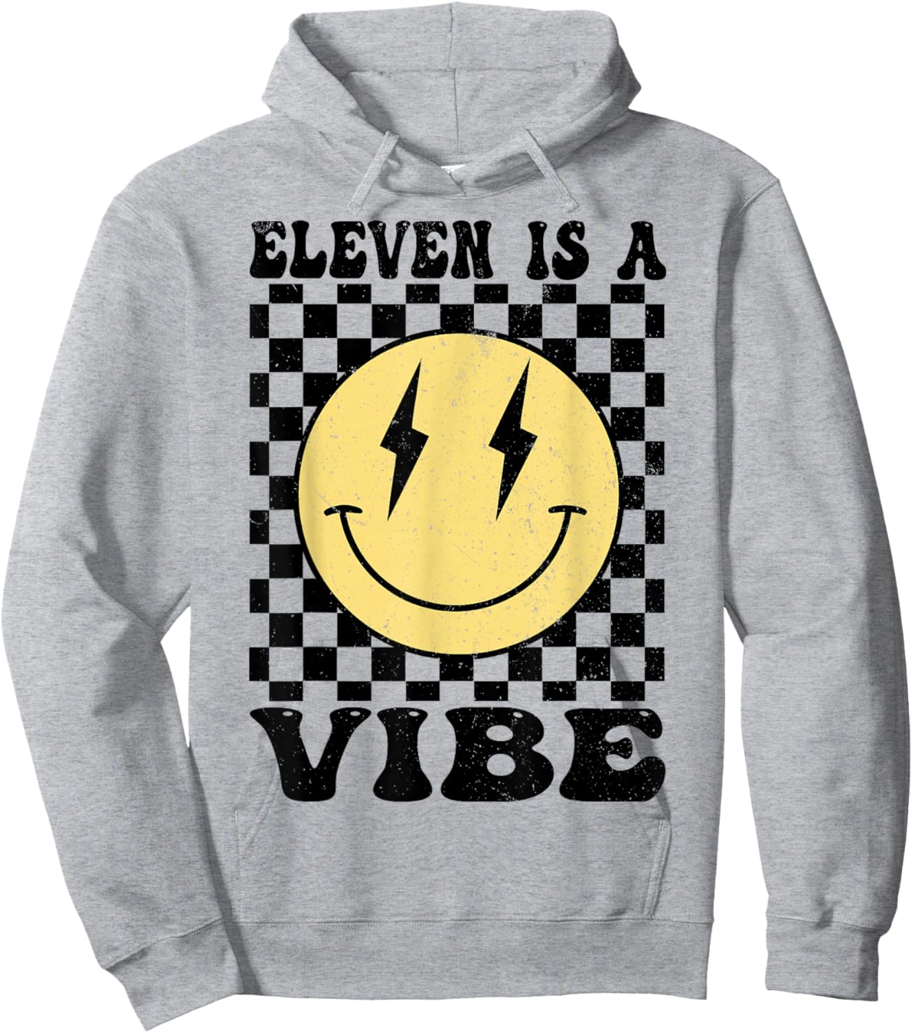 Eleven is A Vibe 11 Years Old Bday Happy Face 11th Birthday Hoodie - Hoodie | Ash