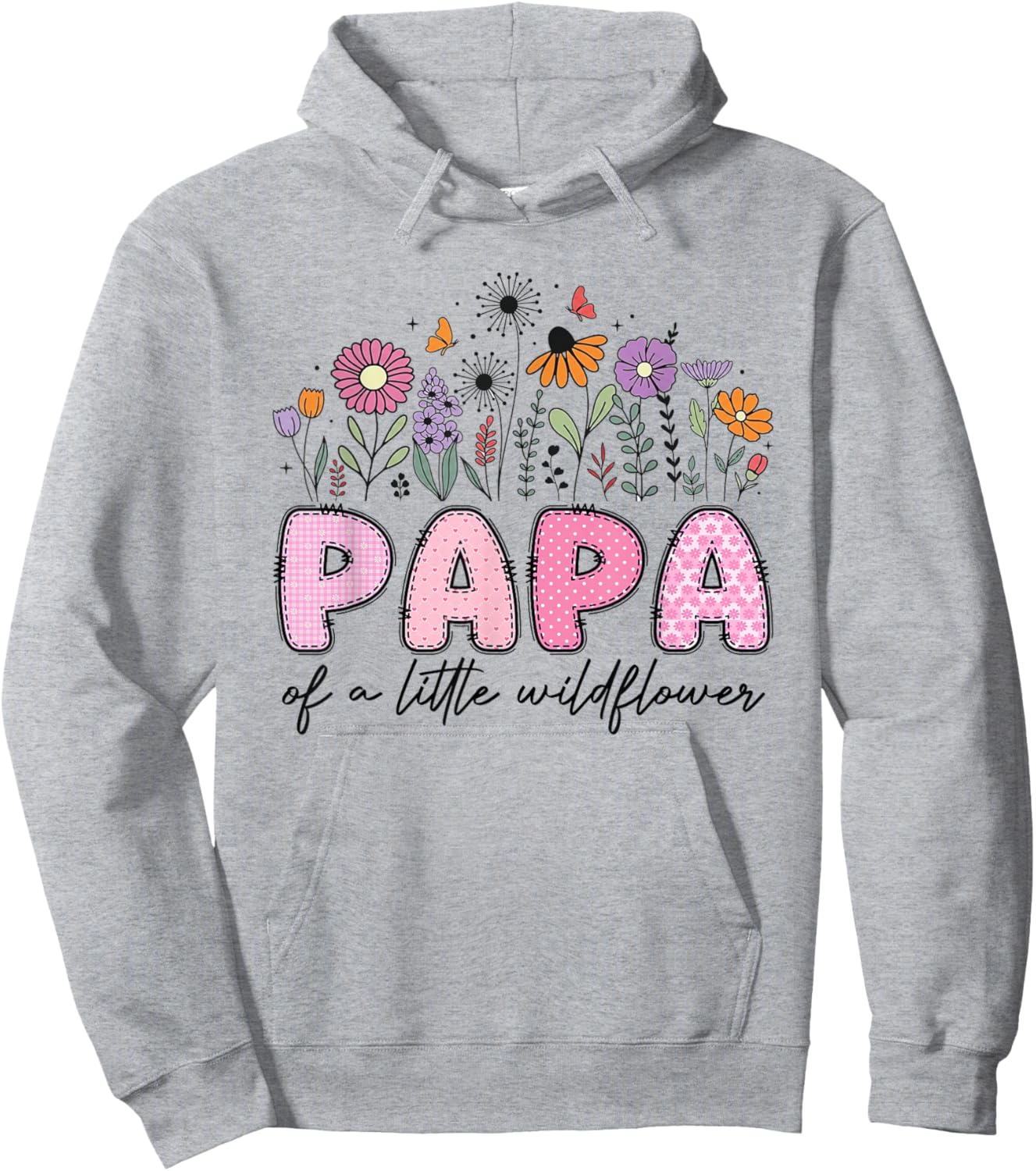 Papa of The Little Wildflower Pink Floral Birthday Girl Hoodie - Hoodie | Ash