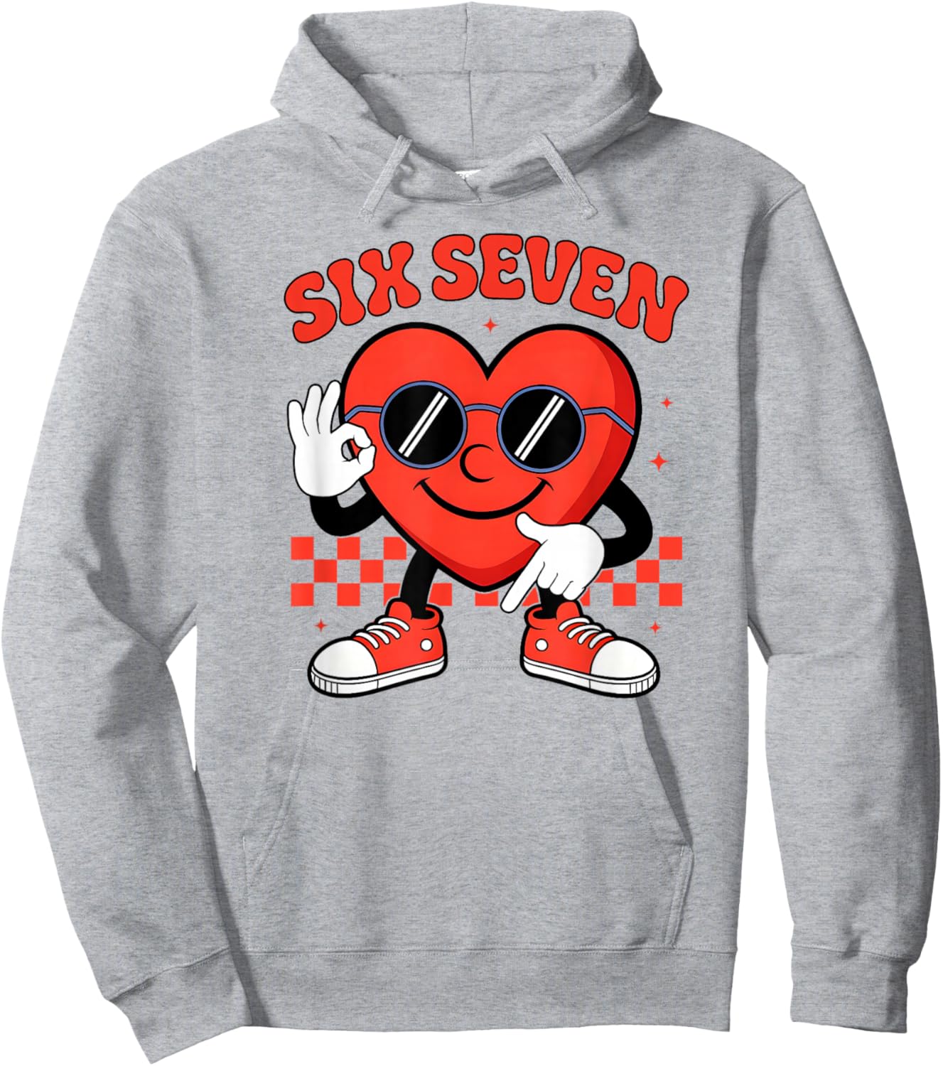Six Seven 6 7 Valentines Day Heart Men Boys Kids 67 Meme Hoodie - Hoodie | Ash