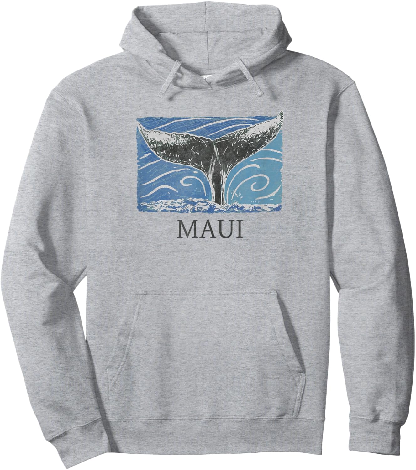 Maui Hawaii Retro Whale Graphic Hoodie - Hoodie | Ash
