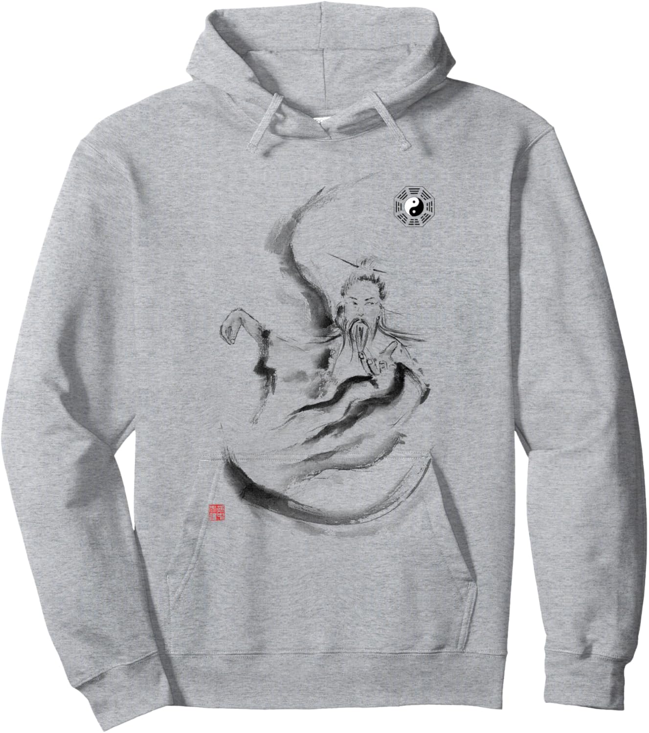 Tai Chi Master and Taoist Bagua Trigrams Symbol Martial Arts Hoodie - Hoodie | Ash