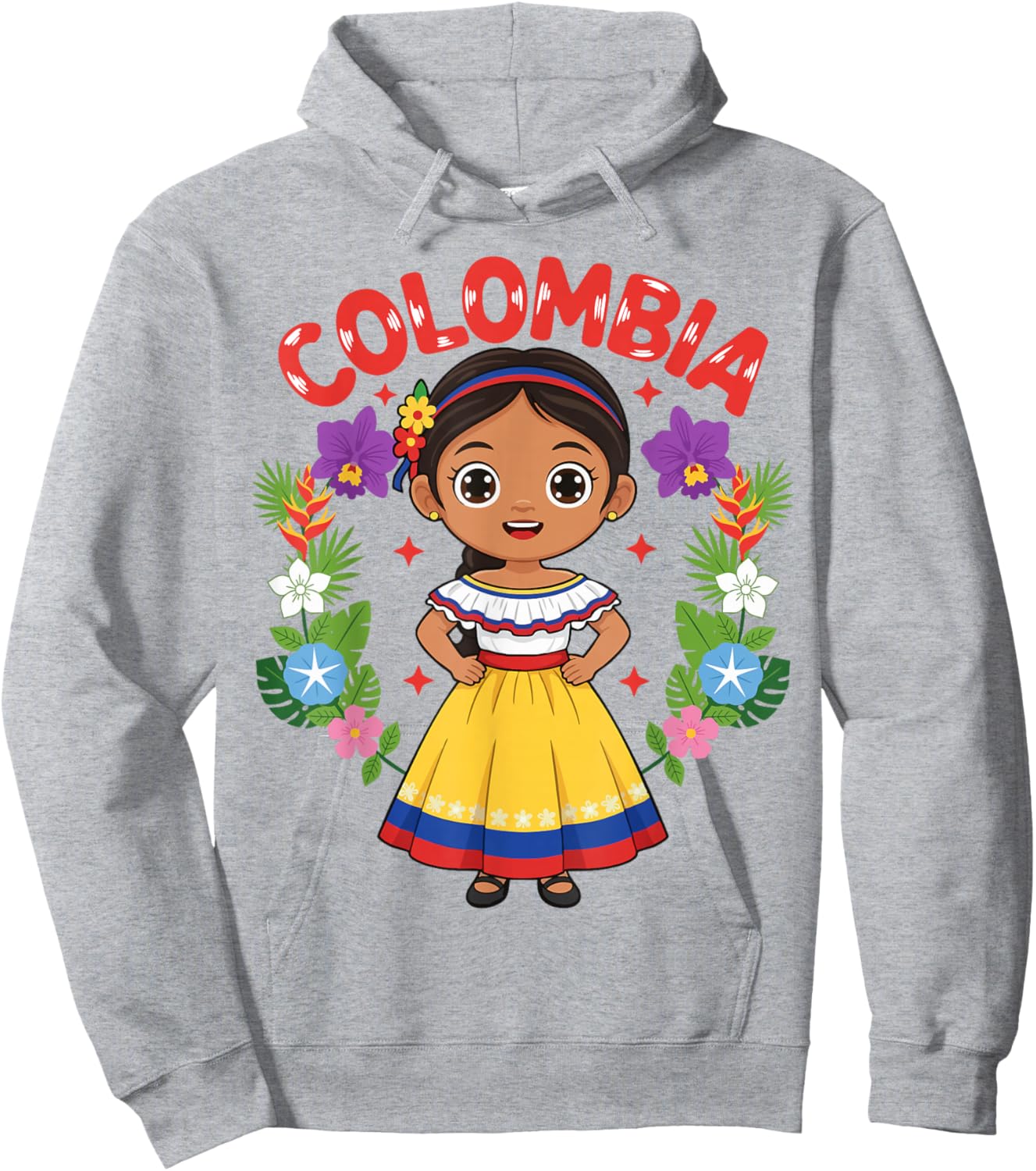 Colombia Colombian Girl Traditional Dress Flowers Heritage Hoodie - Hoodie | Ash