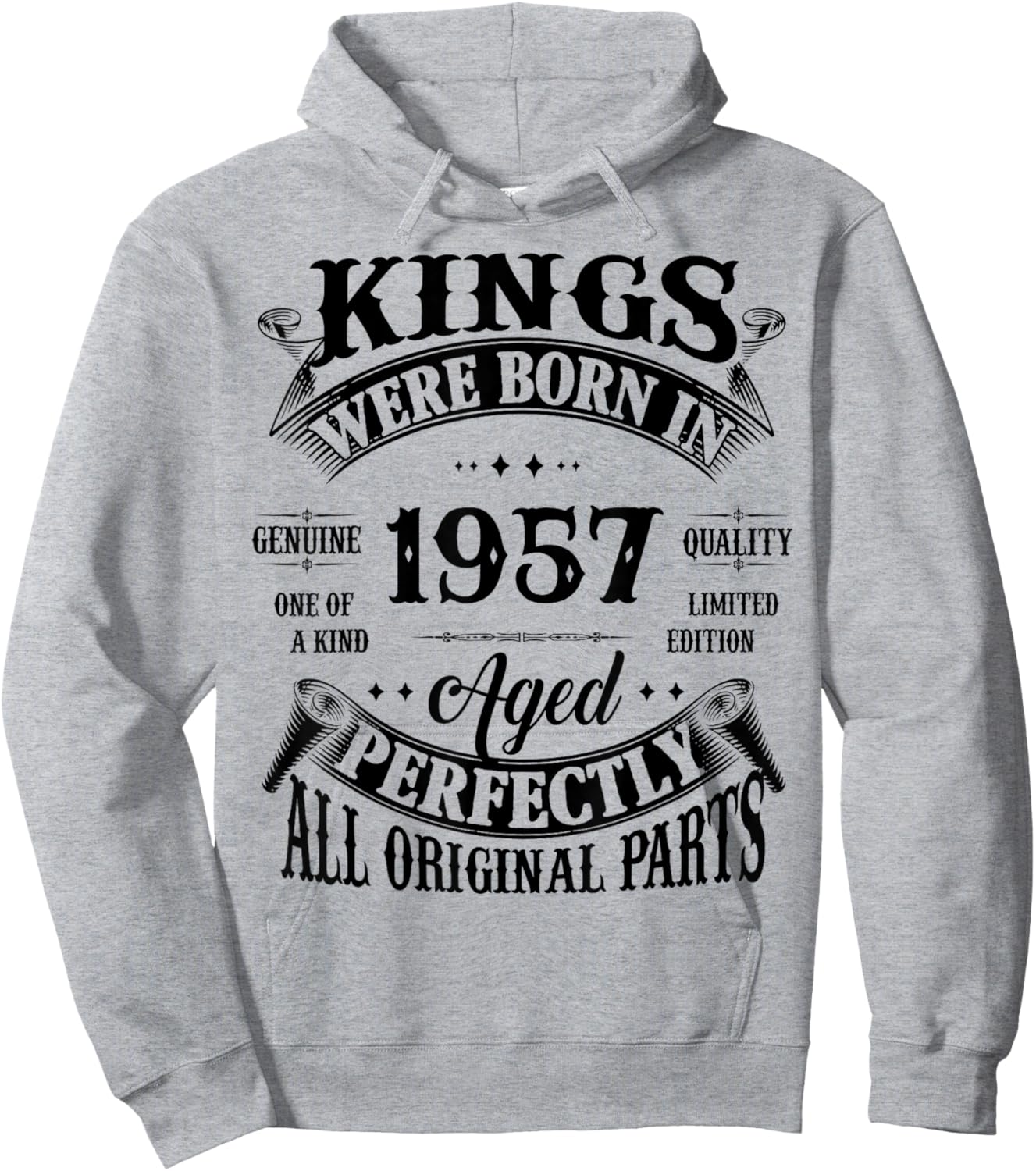 69th Birthday Gift Vintage Kings Born in 1957 69 Years Old Hoodie - Hoodie | Ash