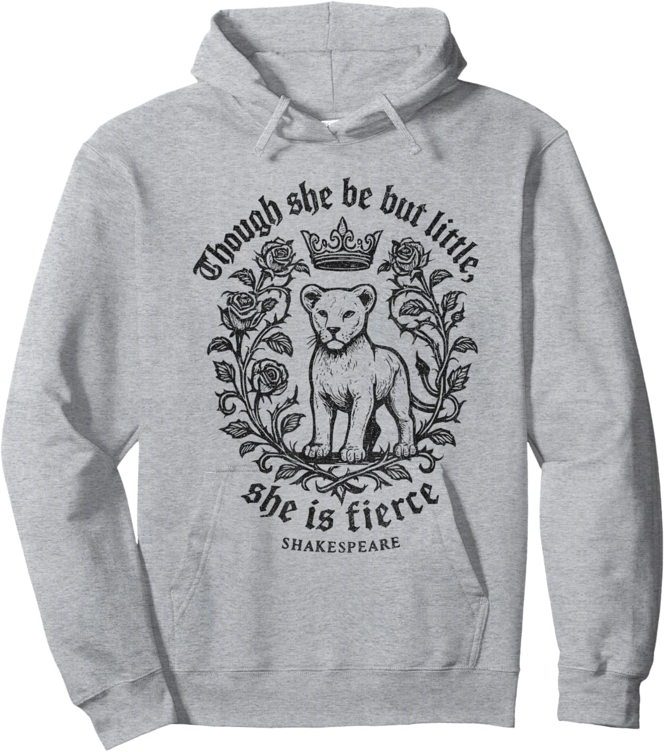 Though She Be But Little Fierce Shakespeare Lion Girls Hoodie - Hoodie | Ash