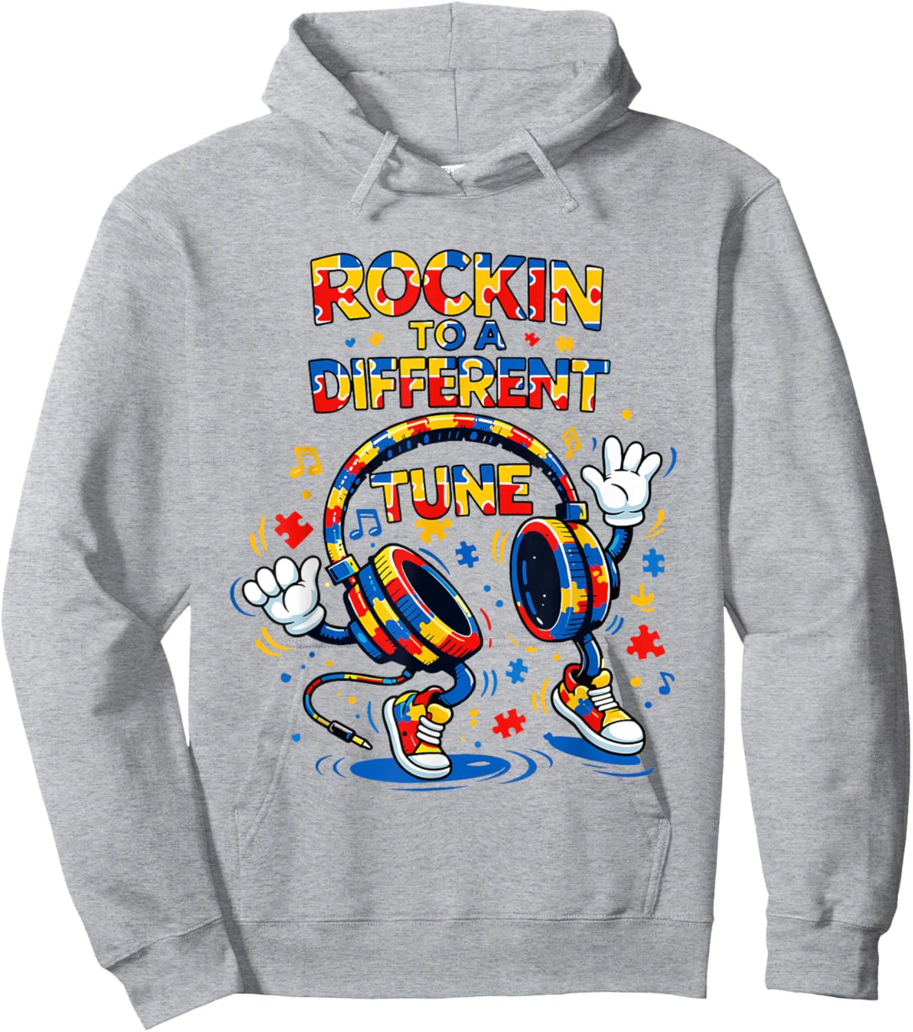 Autism Awareness Headphone Dancing to a Different Beat Hoodie - Hoodie | Ash