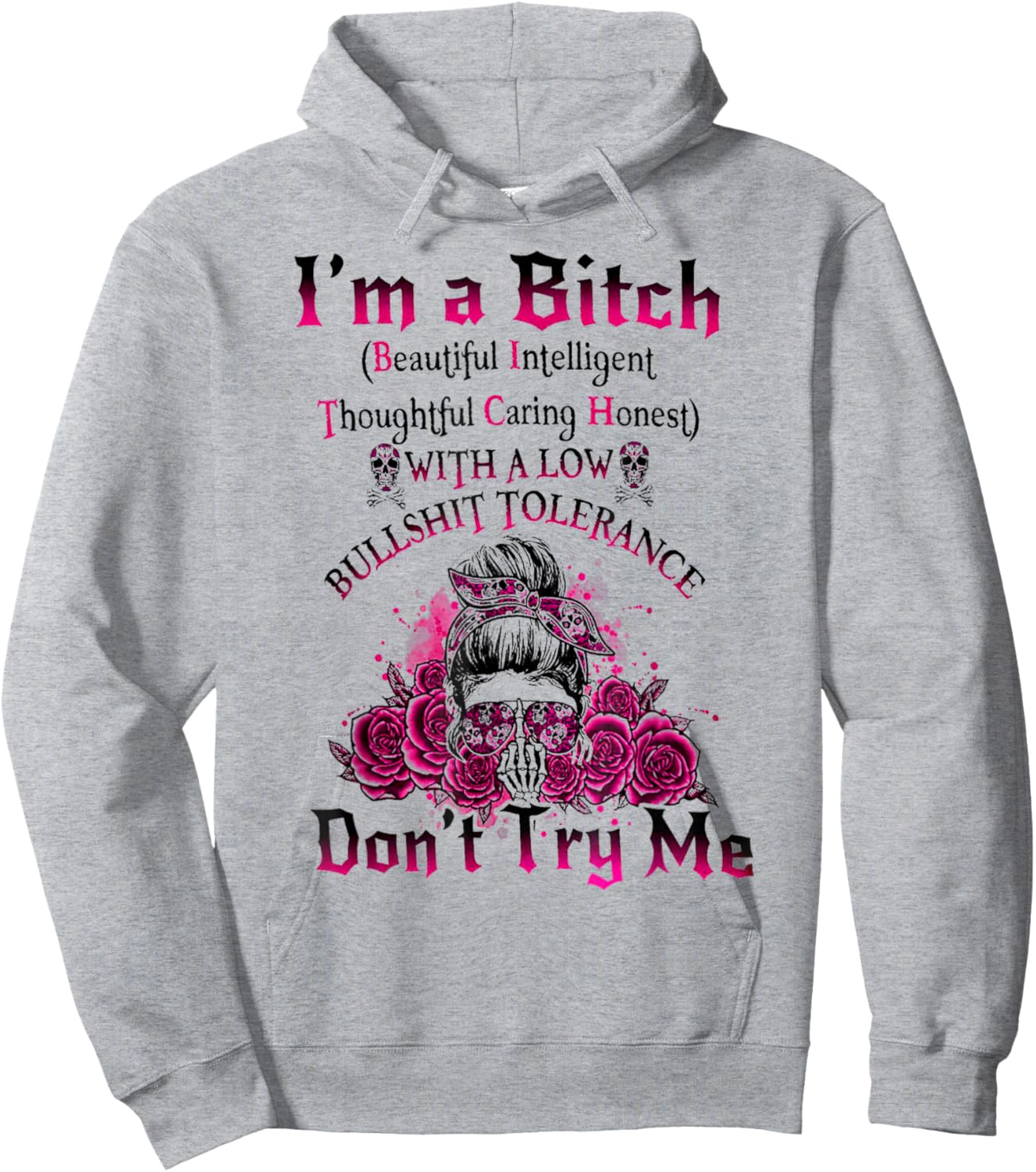 Vintage Gen X Skeleton I’m A Bitch Beautiful Intelligent Hoodie - Hoodie | Ash