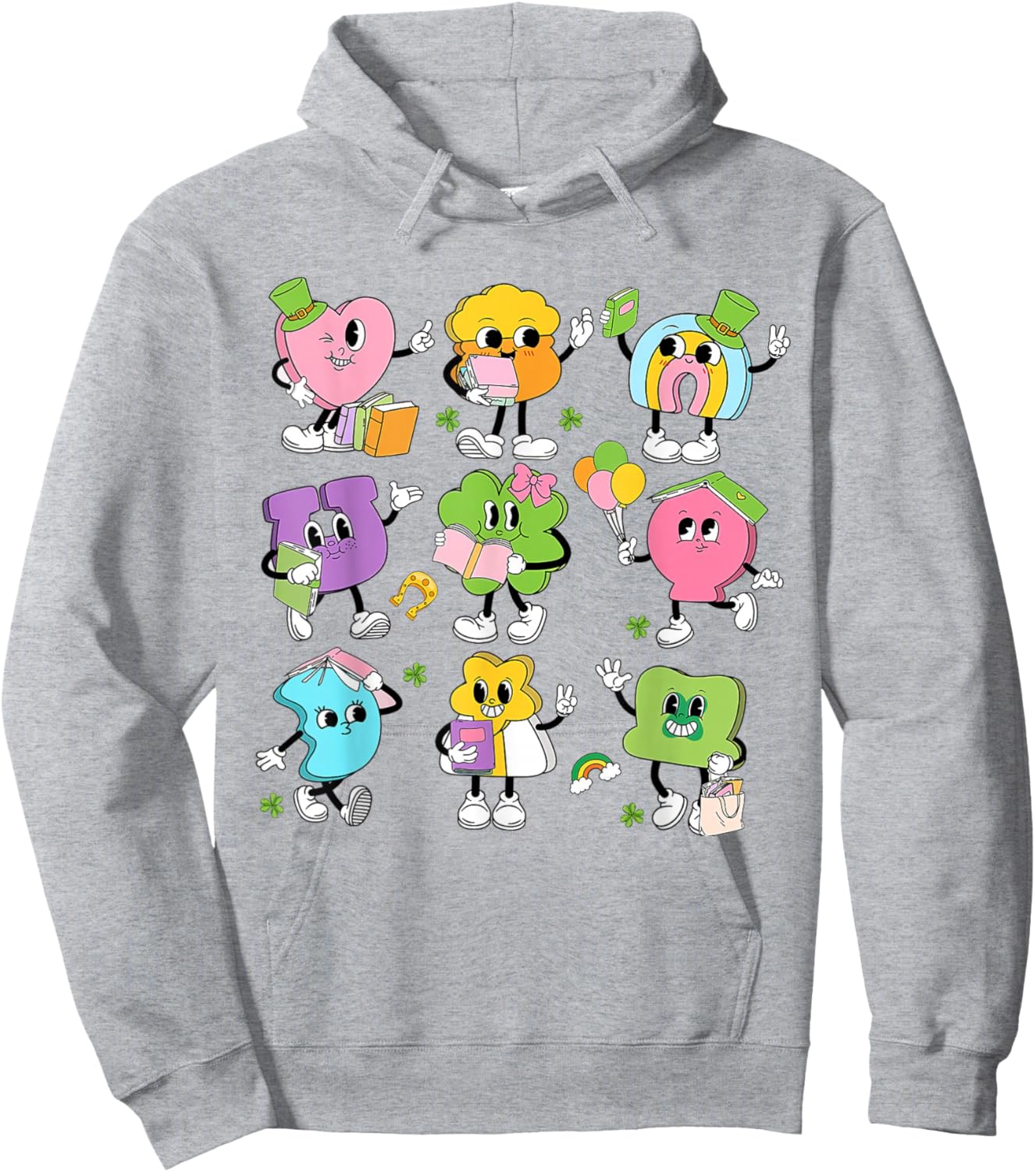 Funny Retro Teaching Lucky Charms Teacher Groovy St Patricks Hoodie - Hoodie | Ash