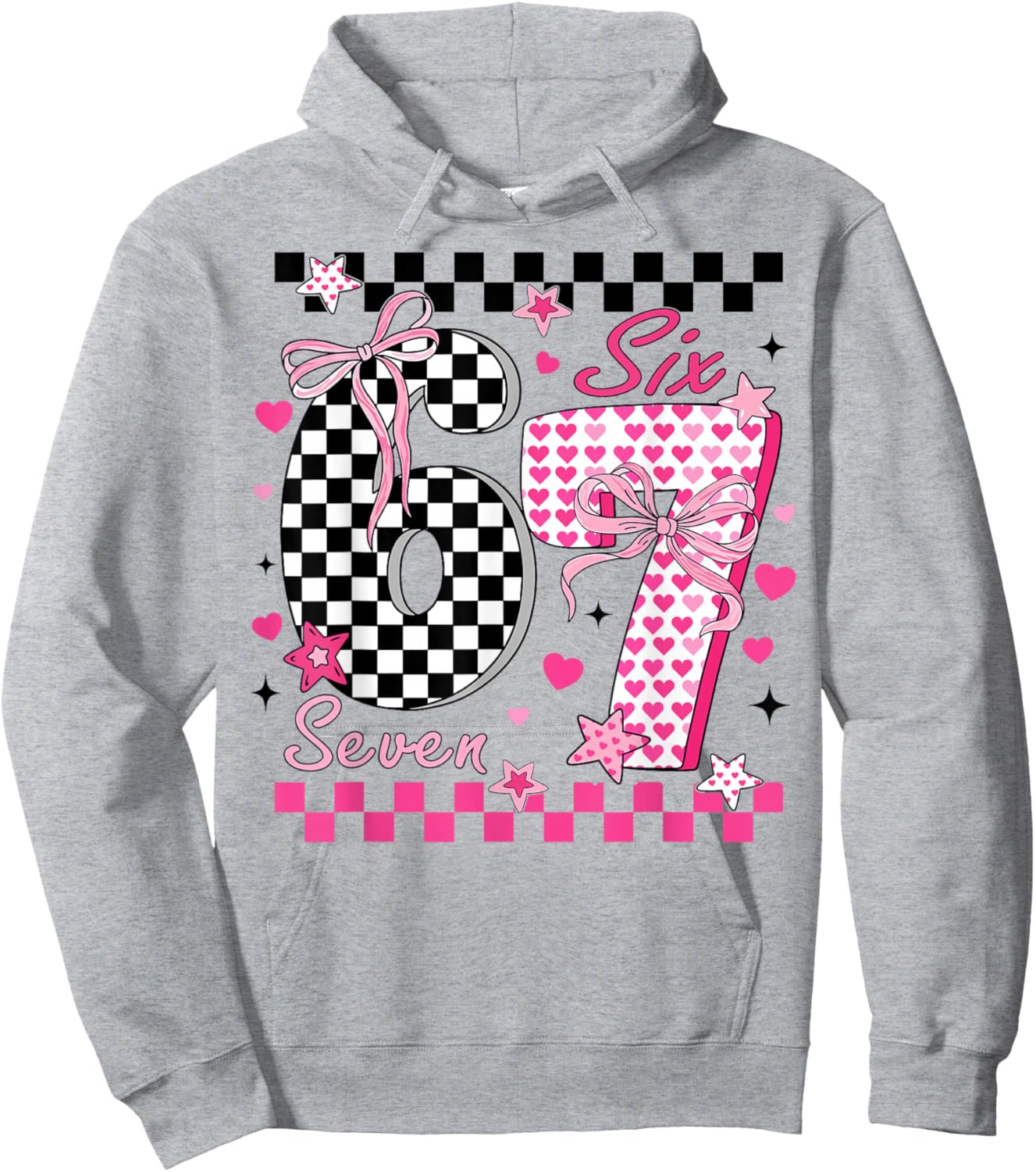Funny Six Seven Coquette 6 7 Meme Men Women Valentine's Day Hoodie - Hoodie | Ash