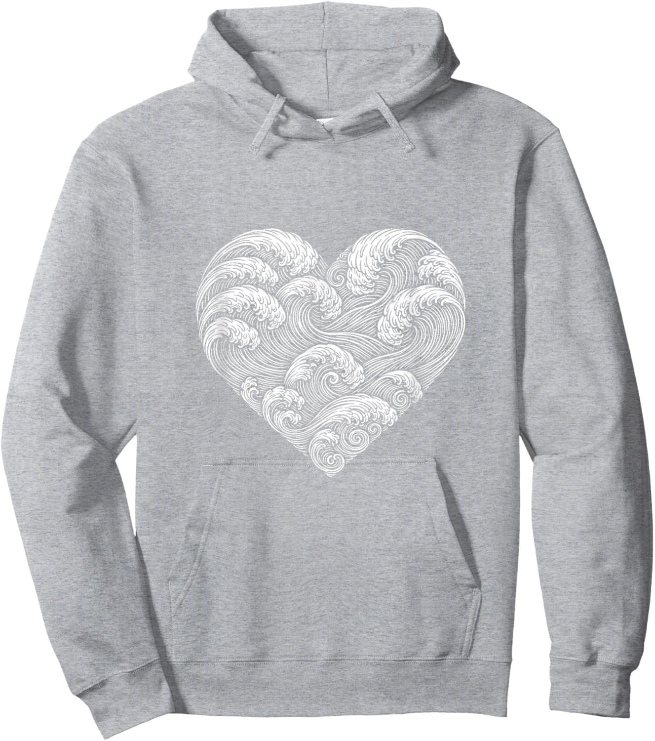Wave Heart Ocean Vacation Surfer Cute Valentines Days Hoodie - Hoodie | Ash