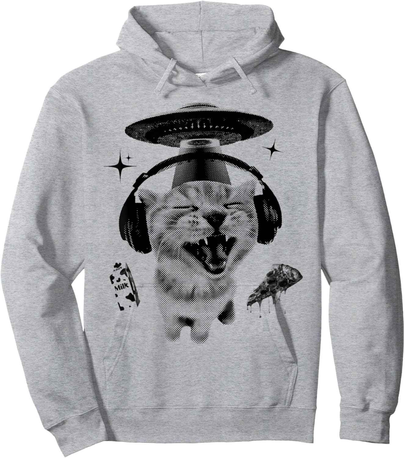 Alien Cat Meme 90s Vintage Bootleg Y2k Kitten Ironic Meme Hoodie - Hoodie | Ash