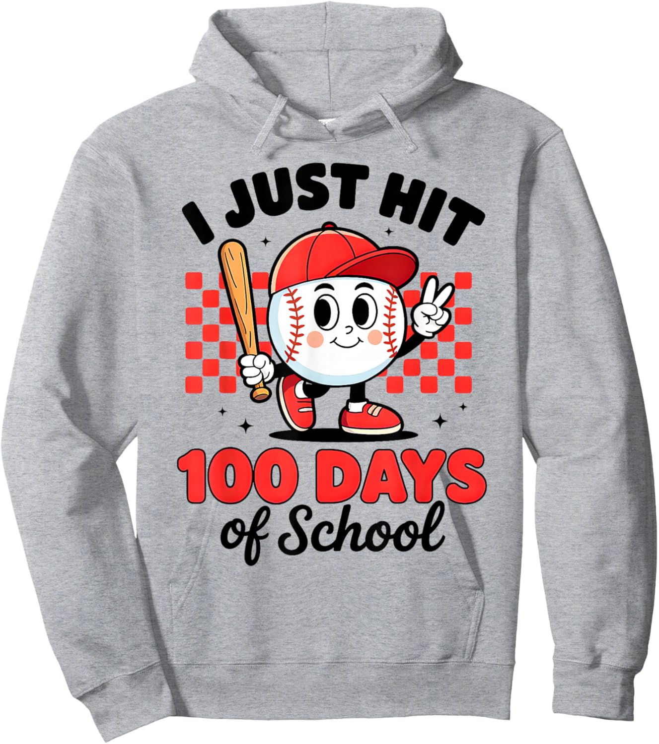 I Just Hit 100 Days of School Baseball 100th Day Boys Kids Hoodie - Hoodie | Ash