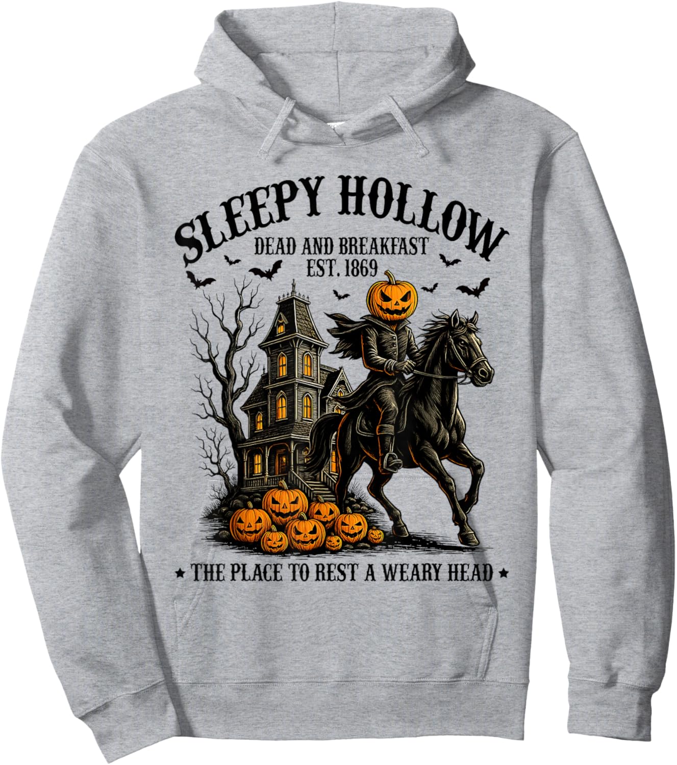 Sleepy Hollow Dead and Breakfast Est 1869 Headless Horseman Hoodie - Hoodie | Ash