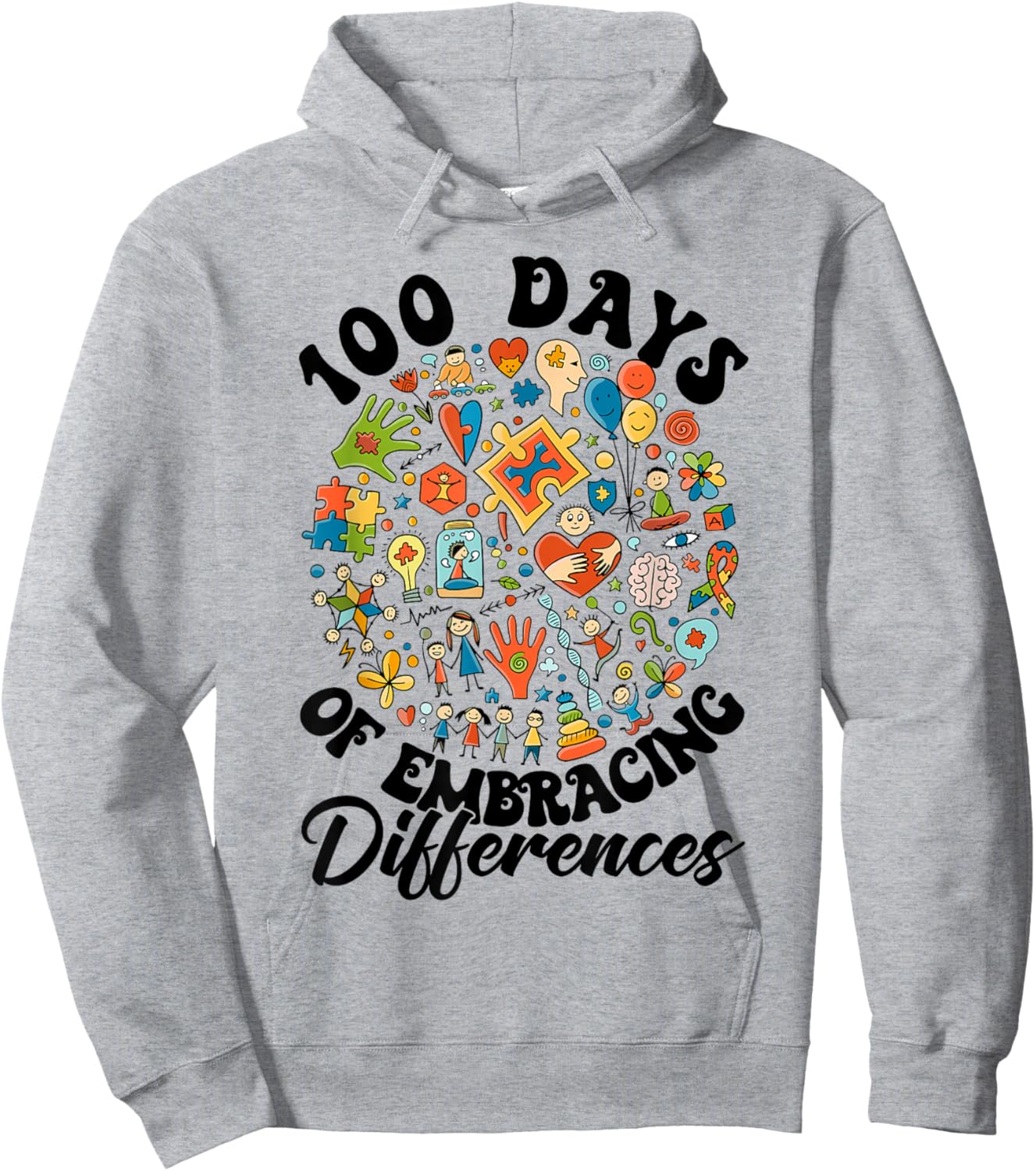 Embrace Differences 100 Days of School Autism Awareness Kids Hoodie - Hoodie | Ash