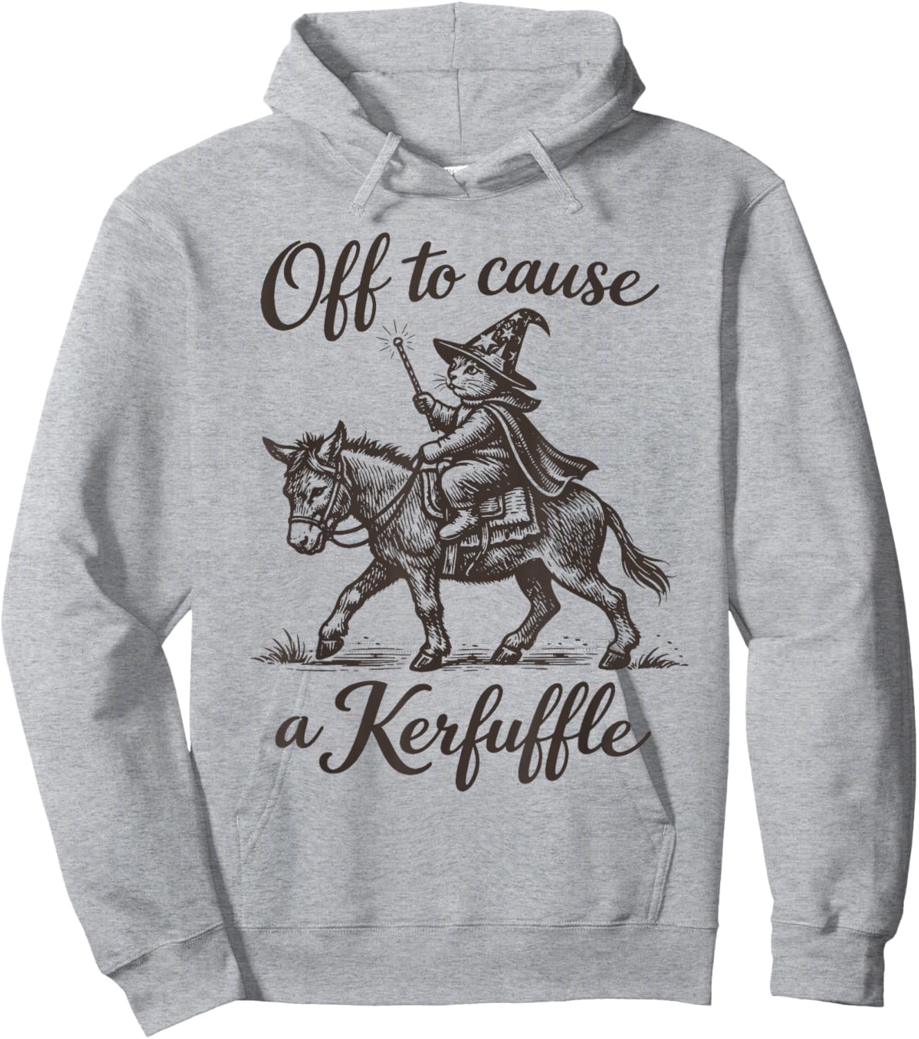 Funny Cat Donkey Bear Graphic Off to Cause a Kerfuffle Hoodie - Hoodie | Ash
