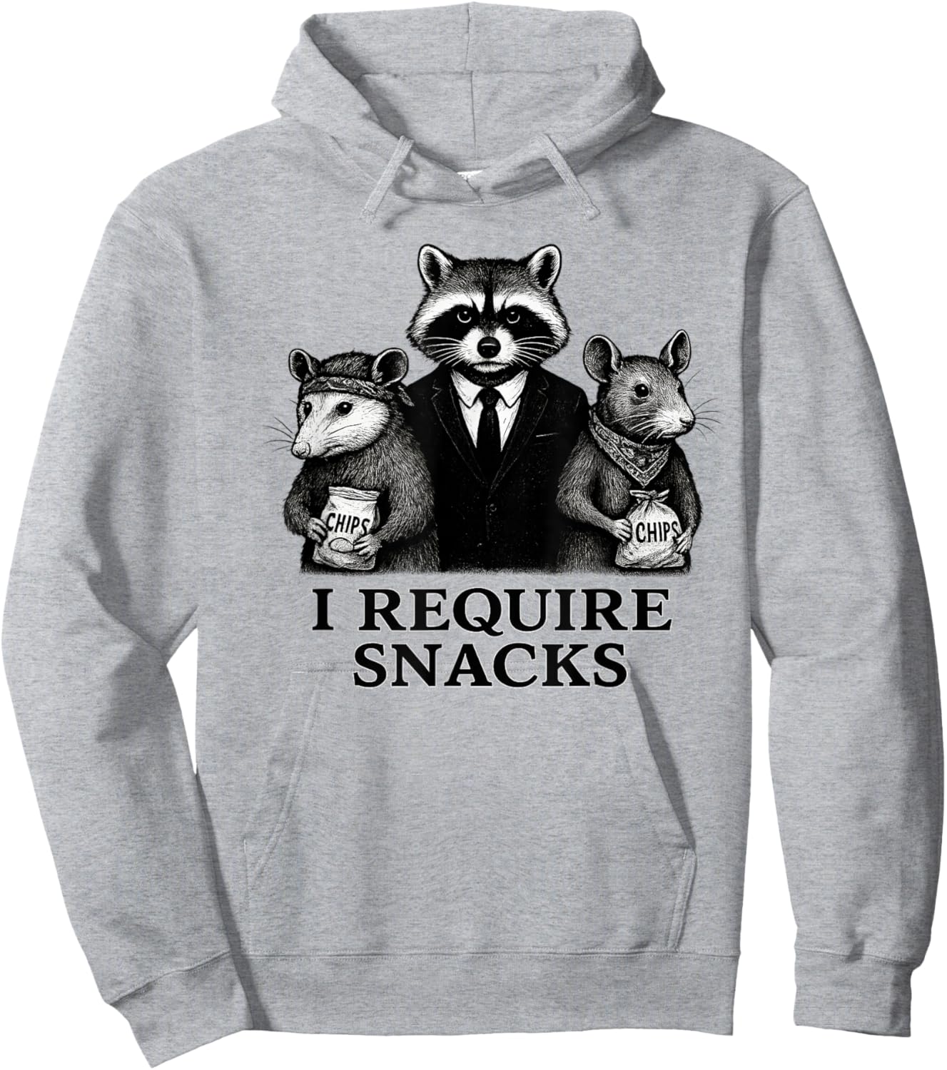 Raccoon Opossum Rat Snacks Night Squad Hoodie - Hoodie | Ash
