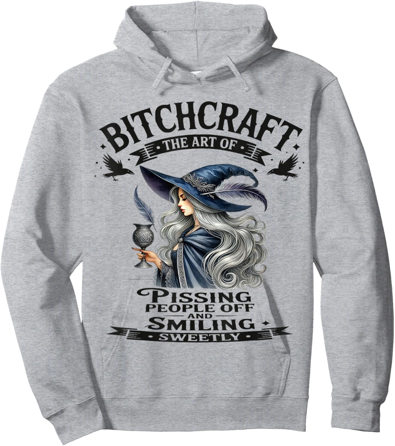 Halloween Vintage Witch Bitchcraft Gothic Pin Up Girl Sassy Hoodie - Hoodie | Ash