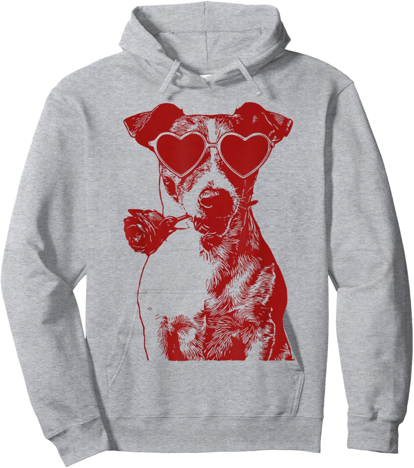 Valentine Jack Russell with Heart Sunglasses Romantic Dog Hoodie - Hoodie | Ash