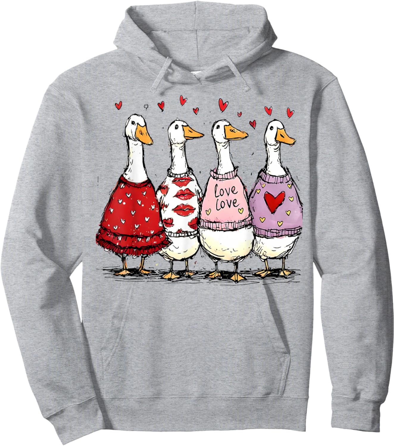 Funny Silly Goose Valentine Trendy Valentine's Day Men Women Hoodie - Hoodie | Ash