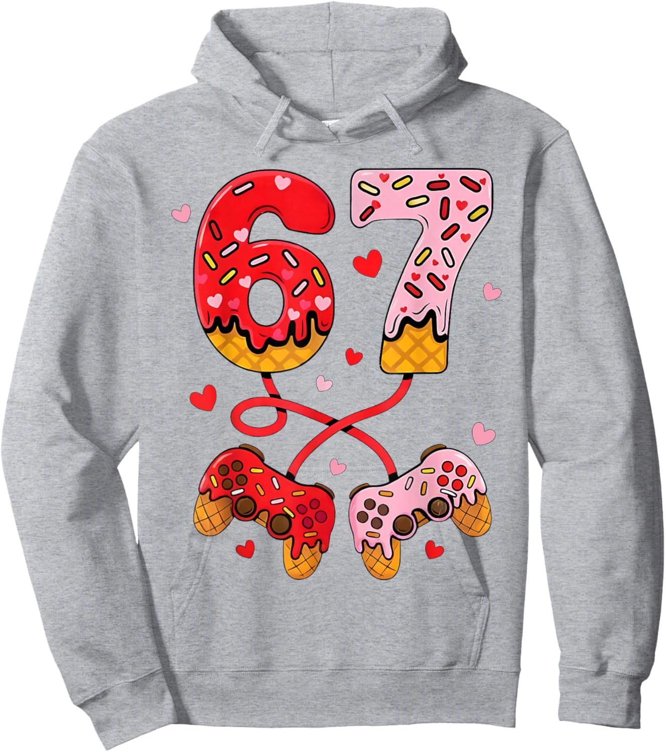 Six Seven 67 Valentine's Day 67 Gaming Gamer Men Boy Kids 67 Hoodie - Hoodie | Ash