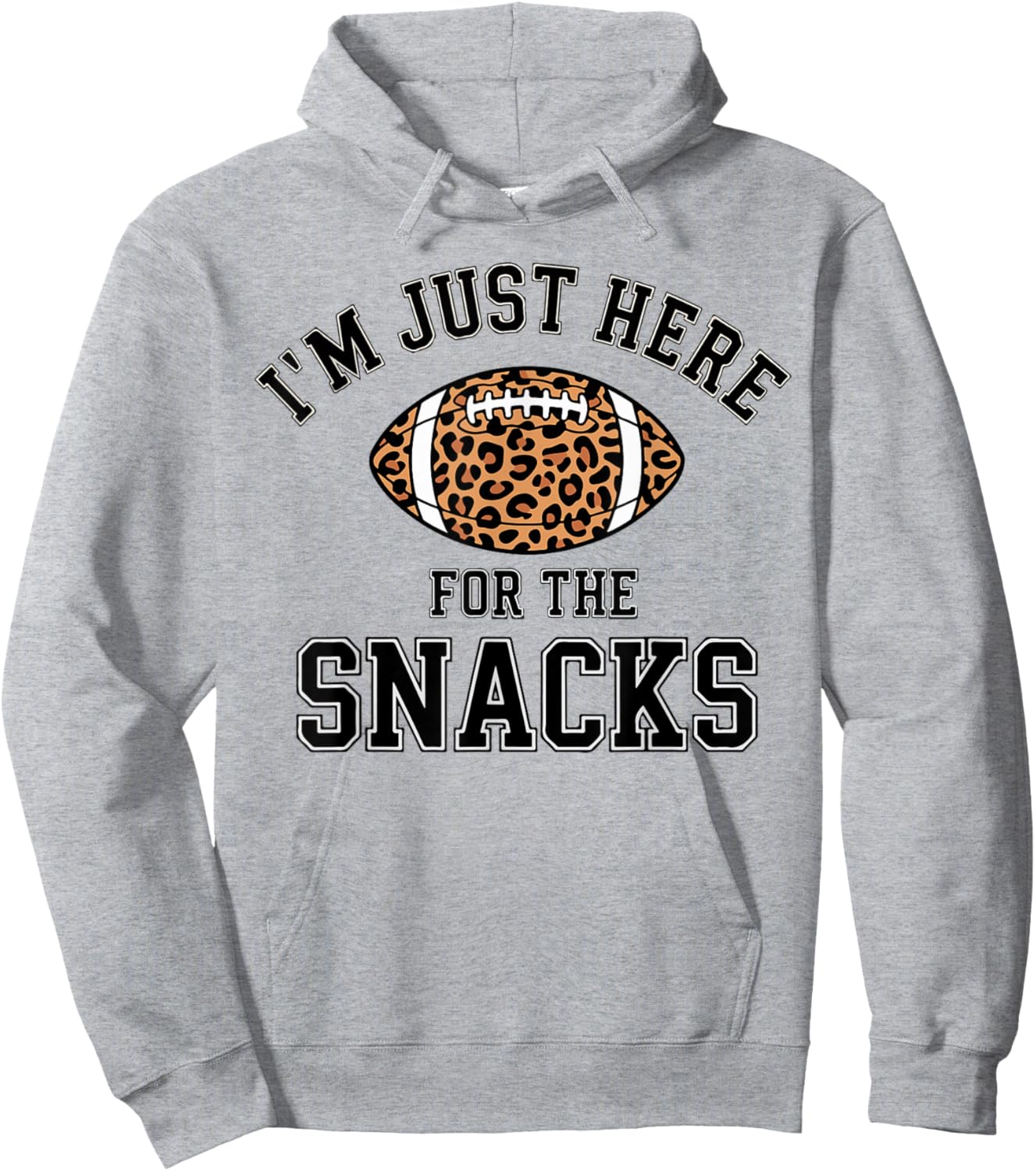 Women Im Just Here for The Snacks Football Leopard Print Mom Hoodie - Hoodie | Ash