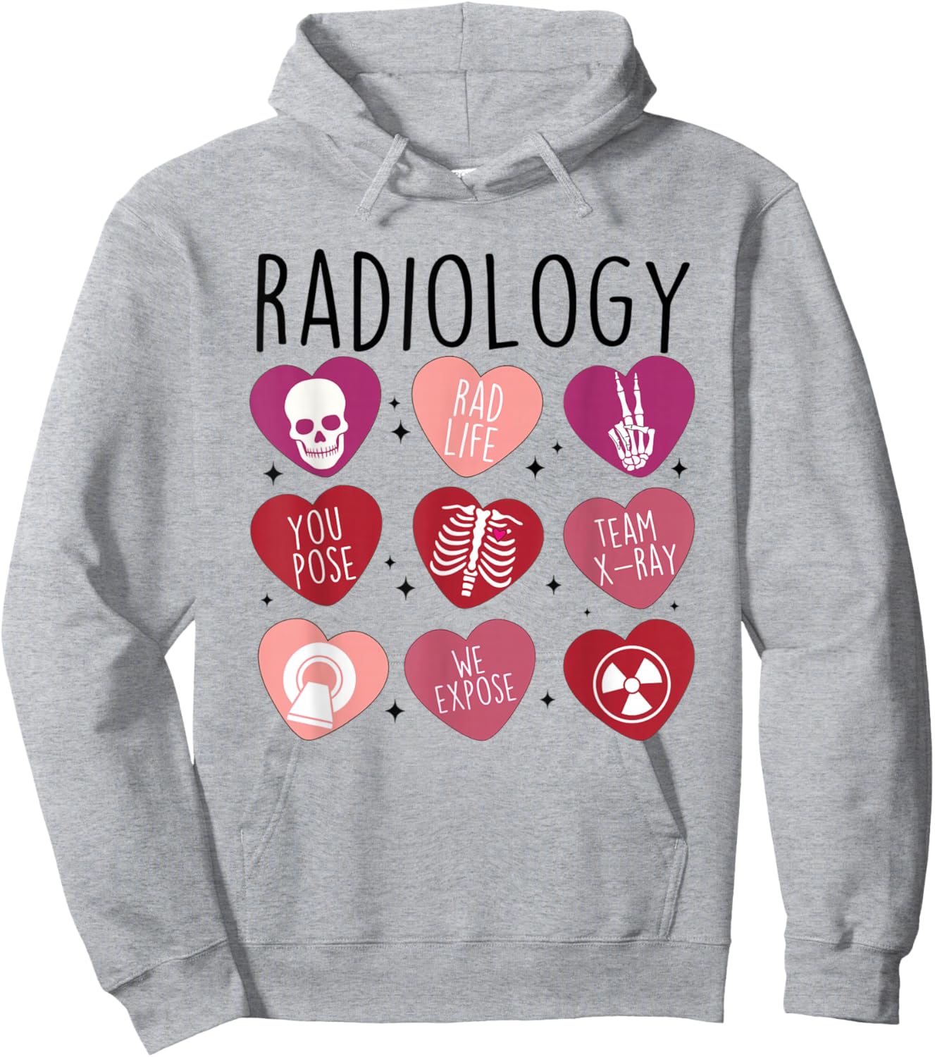 Women Retro Radiology Tech Valentine's Day X-Ray Technician Hoodie - Hoodie | Ash