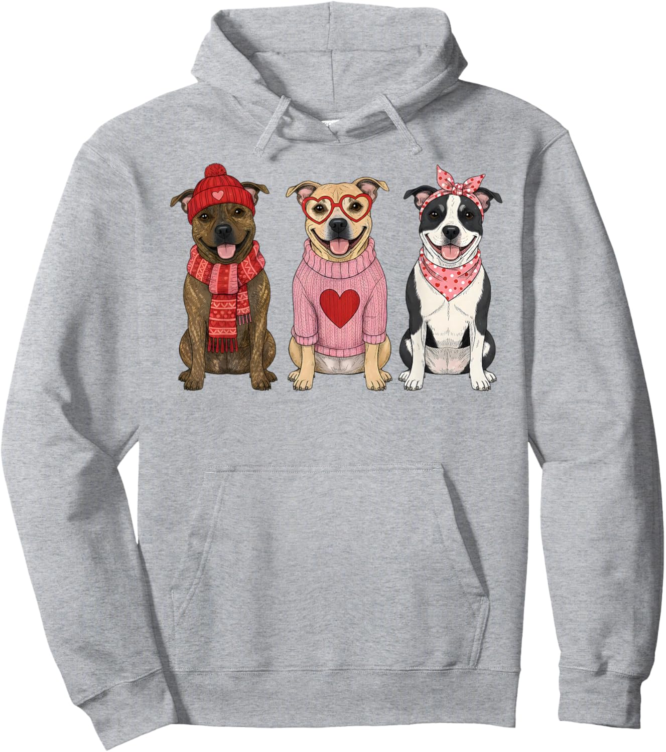 Cute Staffordshire Bull Terrier Valentine Dog Hoodie - Hoodie | Ash