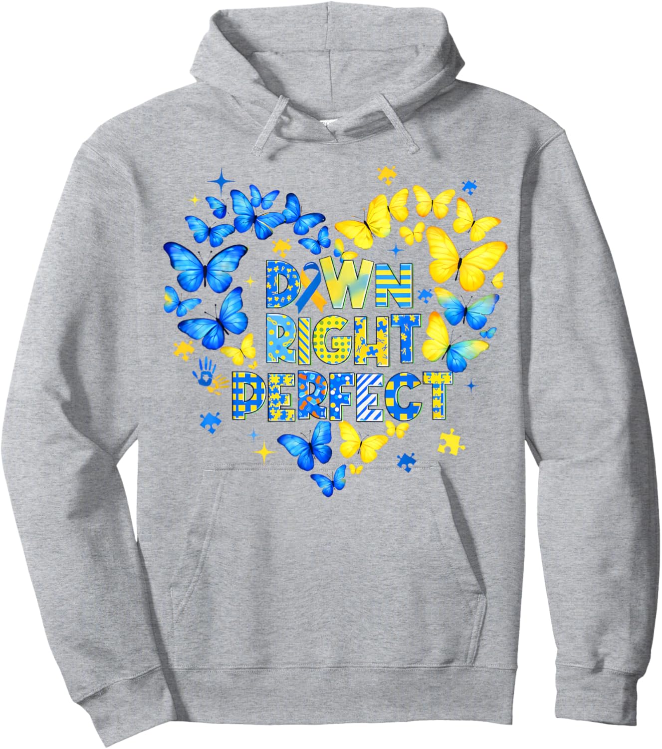 World Down Syndrome Awareness Butterfly Down Right Perfect Hoodie - Hoodie | Ash
