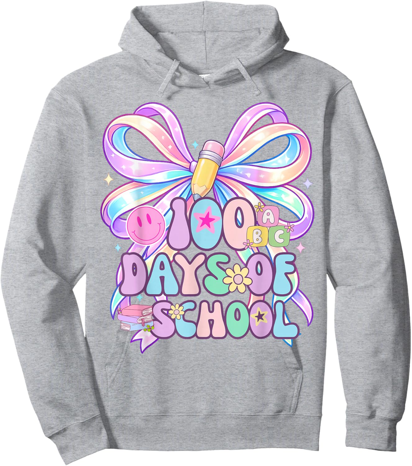 100 Days of School Coquette Bow 100th Day for Girls Teachers Hoodie - Hoodie | Ash